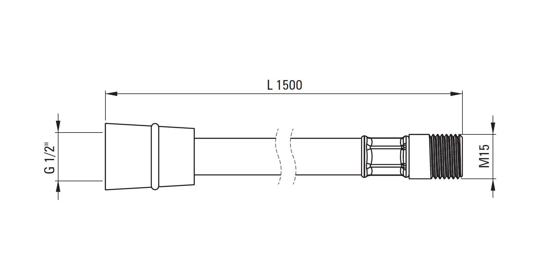 Deante Spültischarmatur herausziehbarem 1500 ANW Brausekopf, lang Edelstahlschlauch G1/2" Armaturen für mm M15, 057V mit chrom, 