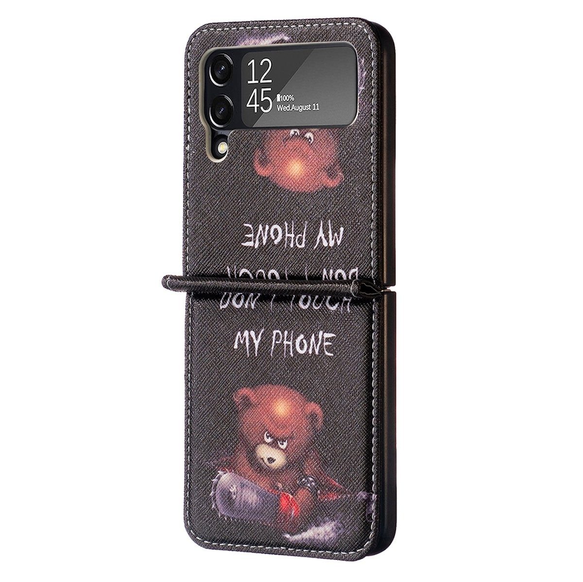 Wigento Handyhülle Für Samsung Galaxy Z Flip4 5G Design Kunst Leder Motiv 1 Cover Handy Tasche Hülle Etuis Muster