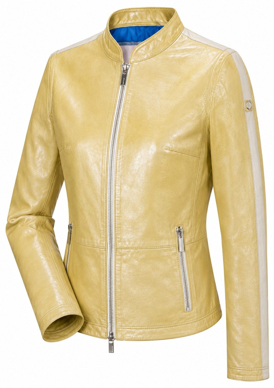 Milestone Lederjacke Lipsi Premium Lammnappa-Leder im Edlen Metallic-Look