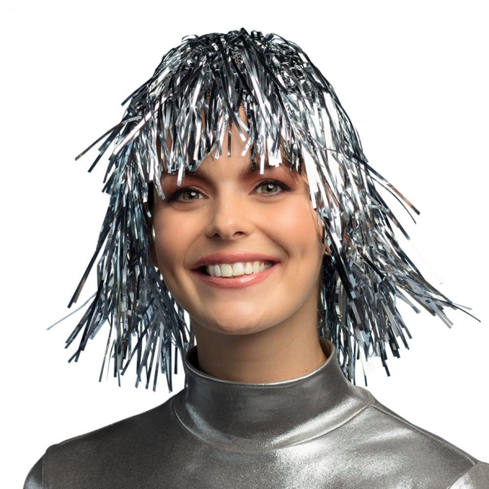 Boland Kunsthaarperücke Perücke Lametta Metallic silber