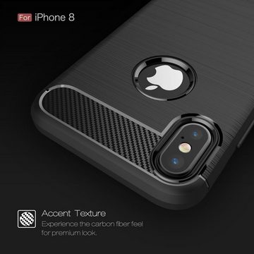 König Design Handyhülle Apple iPhone X, Apple iPhone X / iPhone XS Handyhülle Carbon Optik Backcover Schwarz