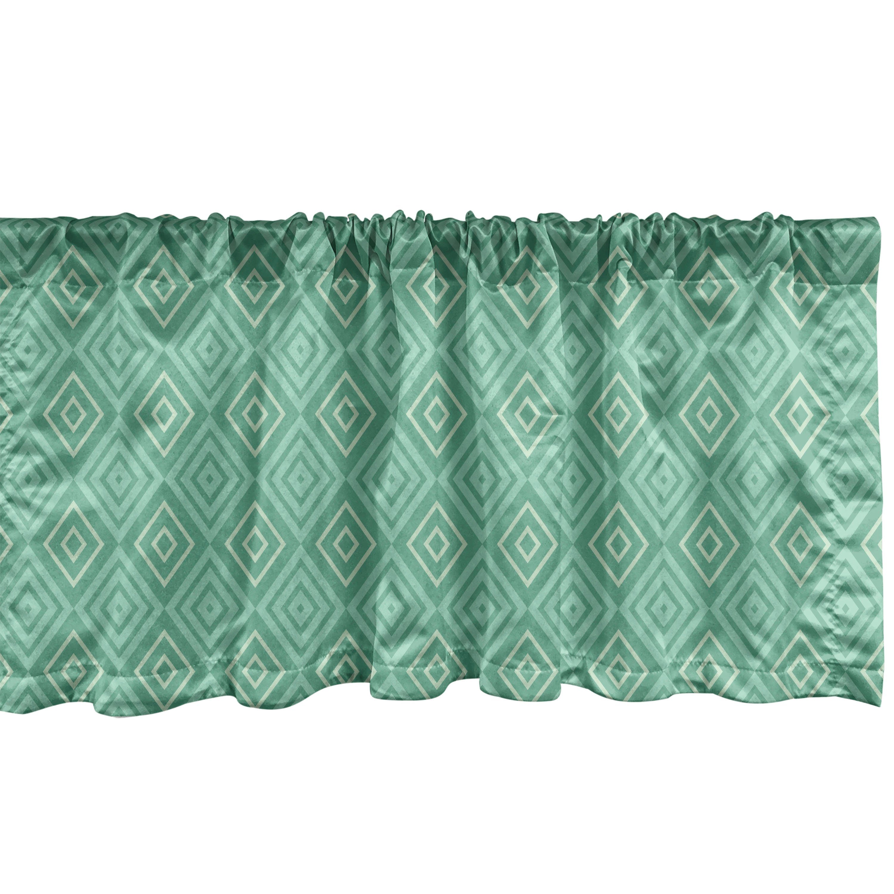 Scheibengardine Vorhang Volant Stangentasche, mit Dekor Quadrat-Muster für Minze Verschachtelte Schlafzimmer Küche Abakuhaus, Microfaser