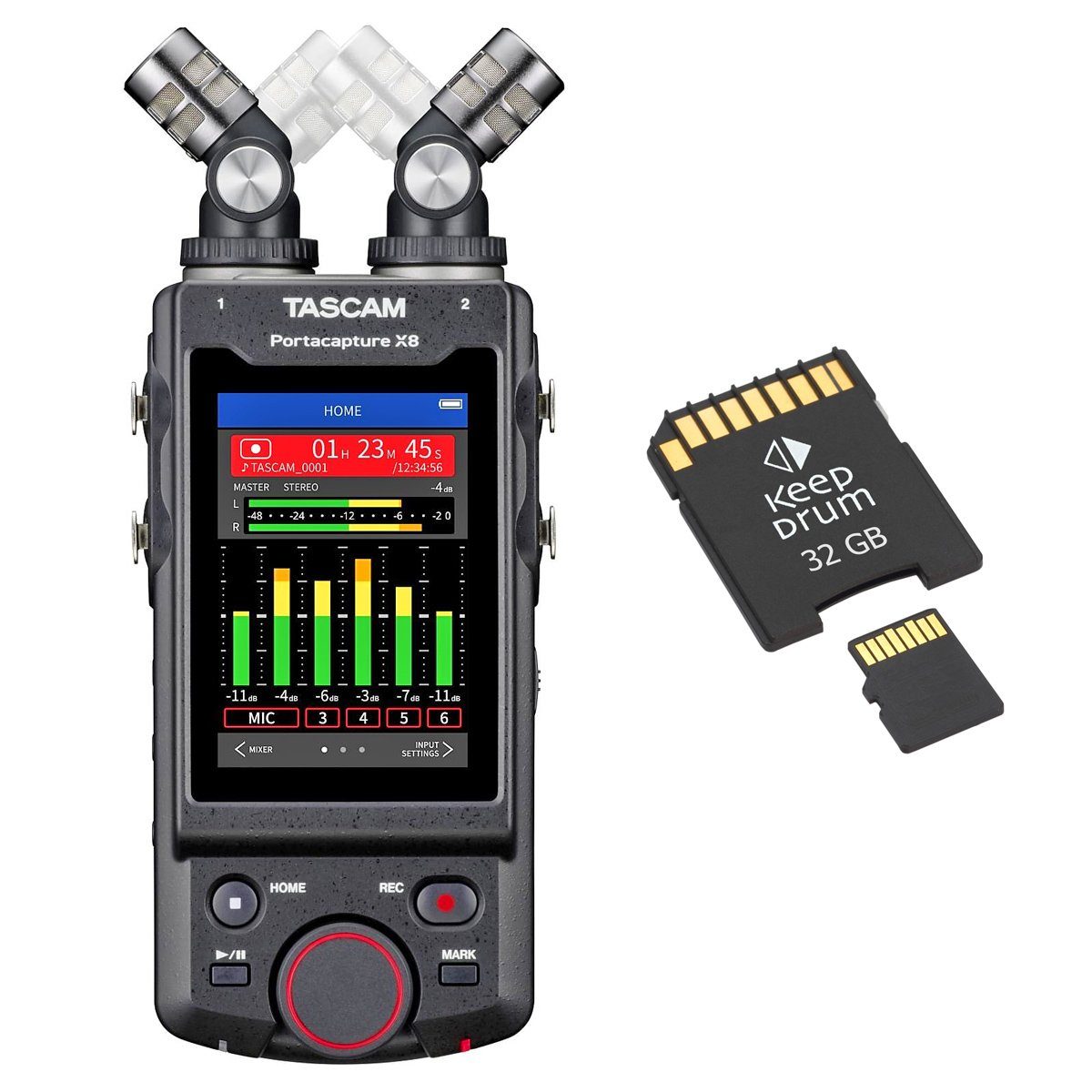 Tascam Portacapture X8 Audio-Recorder mit SD-Karte Digitales Aufnahmegerät