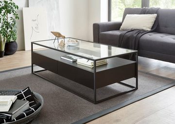 MCA furniture Couchtisch Evora, mit Glas und 2 Schubladen mit Push to open