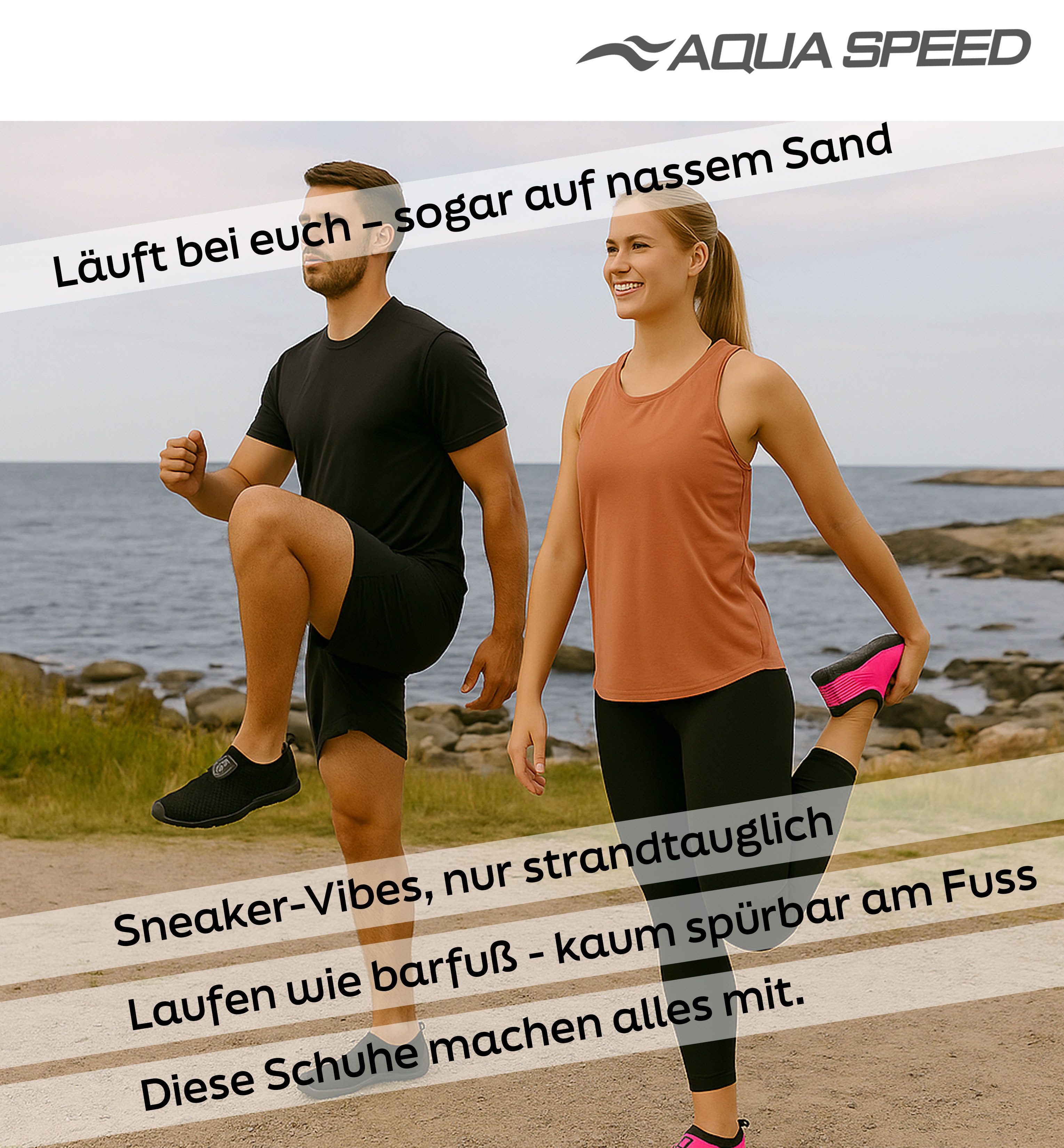 Aqua Speed 30 Aqua Shoe flexible Strandschuhe mit Barfußfeeling für Alltag Wasserschuh (Strandschuhe mit Profilsohle – bequem, sicher & schnelltrocknend) Schnelltrocknend & weich – Mikrofaserhandtuch inklusive