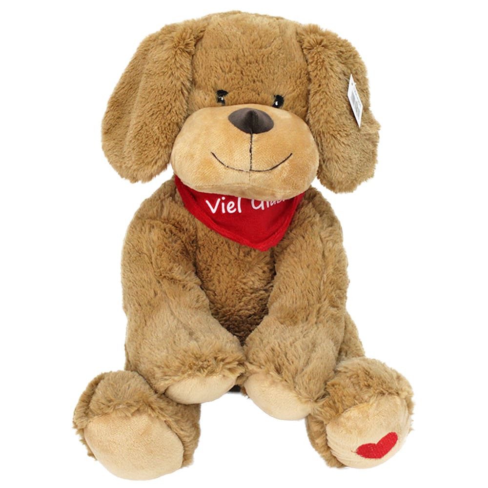 IKO Import GmbH Kuscheltier Plüschtier Hund Schlappohren Kuscheltier Hund "mit Spruch" - ca. 28 cm