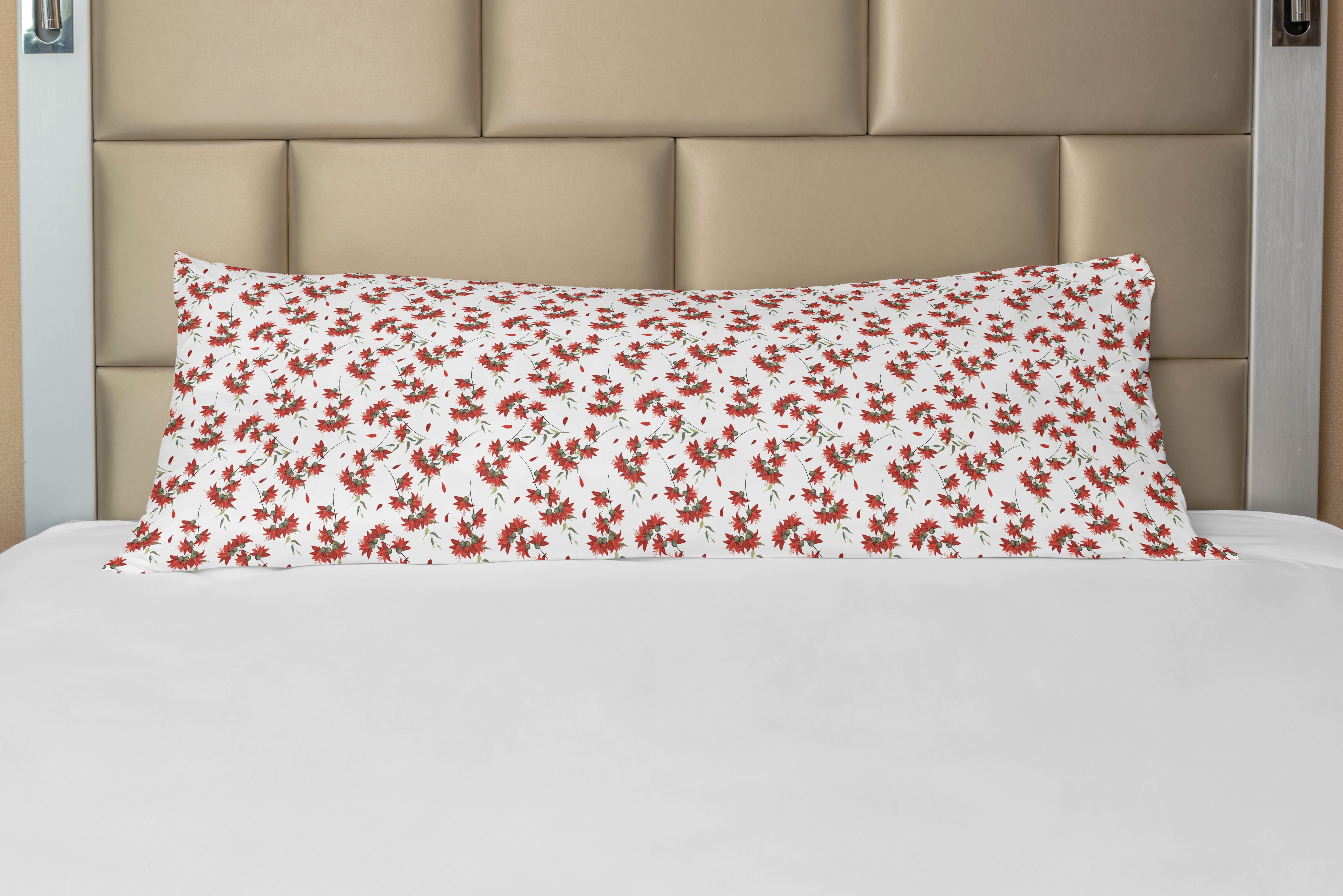 Blumen-Motiv-Grafik Deko-Akzent Rote Kissenbezug, Abakuhaus, Blumen Langer Seitenschläferkissenbezug