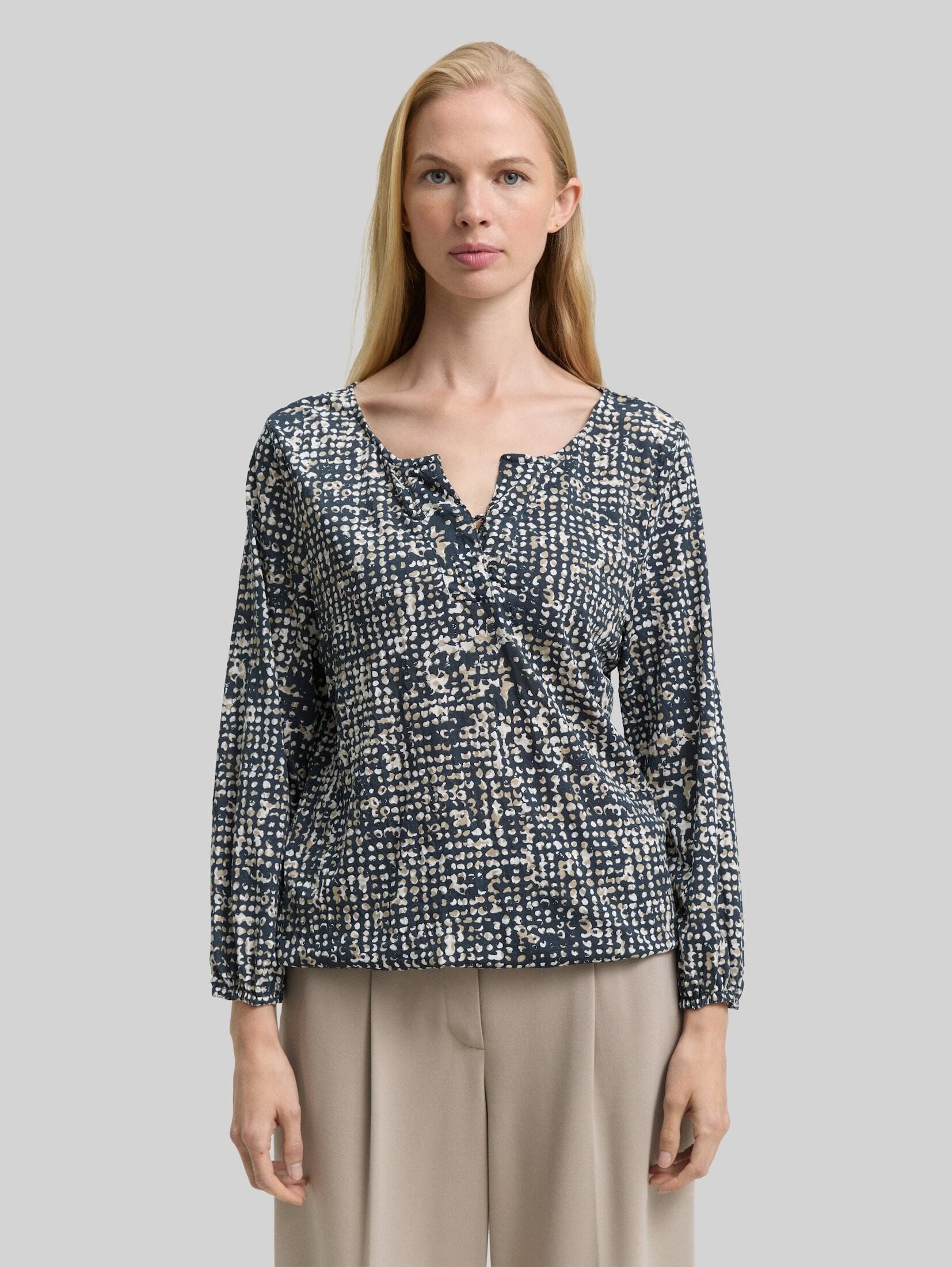 TOM TAILOR 3/4-Arm-Shirt T-Shirt Crinkle Blusenshirt mit Muster