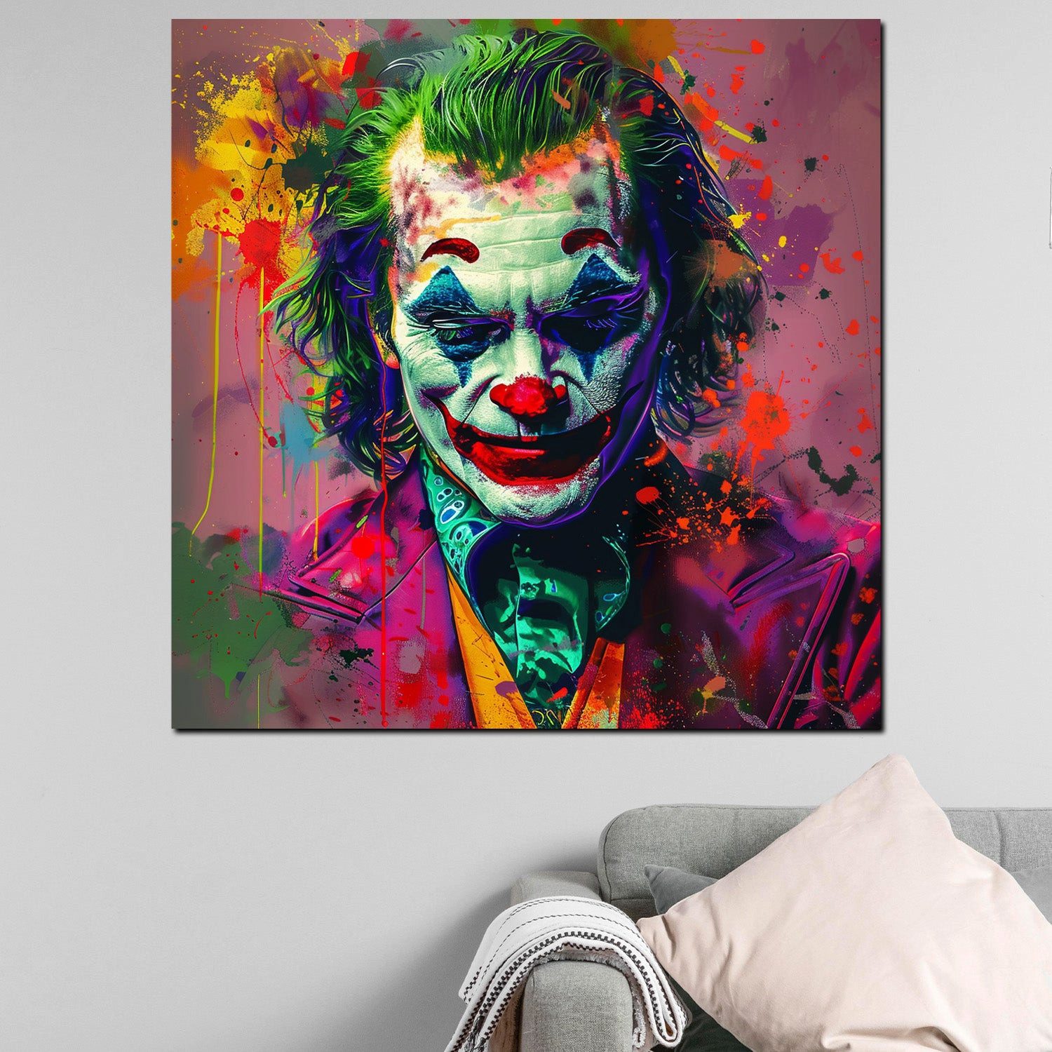 Artedinoi Leinwandbild Joker in leuchtender Pop Art Leinwandbild Wandbild Kunstdruck XL Wandd, Joker, leuchtend – Bild 2 von 5