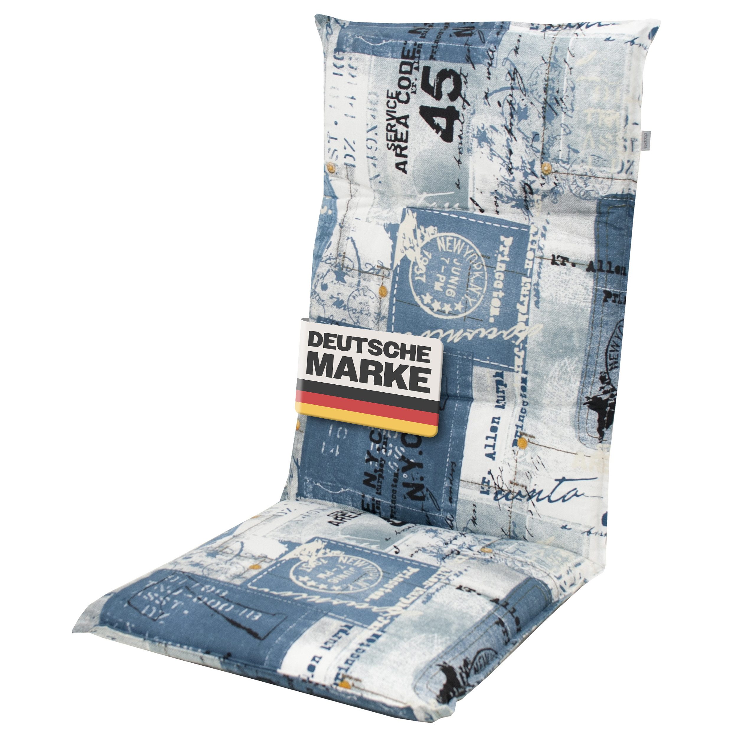 Gardissimo Hochlehnerauflage Hochlehnerauflage 2112 Gartenstuhl Auflagen Kissen Polster Hochlehner, (Auflage, 1 St., 1 Auflage), für Hochlehner-Stühle UV-beständig inkl. Bindebänder und Halteband