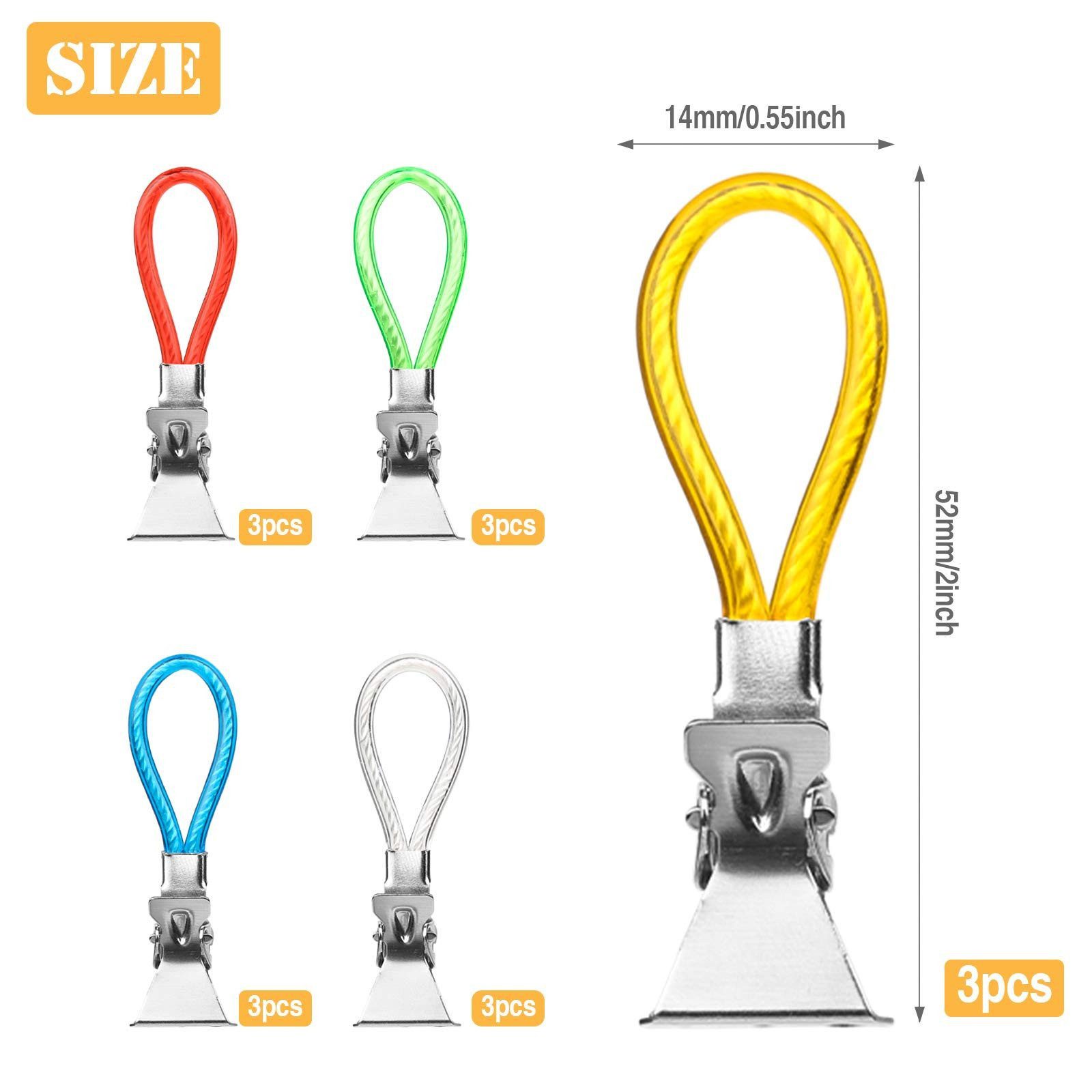 FOUORTUNATE-BEE Handtuchhaken Handtuch Clips Set 15 tlg Handtuchhalter Clips für Küche & Bad, Geschirrtuch Clips bunt mit Haken für Küche Bad Camping Haushalt – Bild 4 von 5