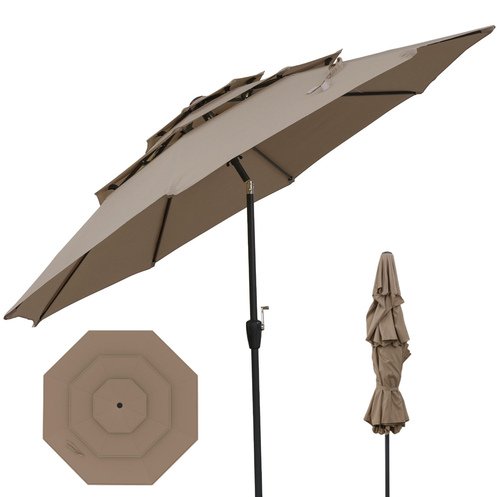 COSTWAY Sonnenschirm, LxB: 300x300 cm, 3-stöckiger günstig online kaufen