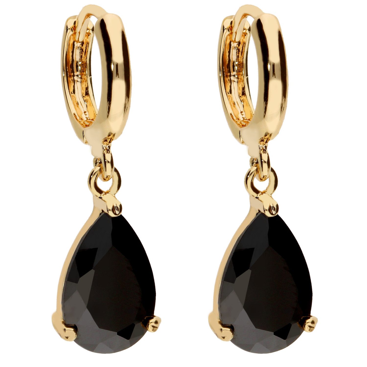 LÖB Paar Creolen Damen Ohrringe Hängend Creolen Tropfen Zirkonia Stein Anhänger Gold (Geschenke für Frauen Beste Freundin Mutter Mama Damen Ehefrau sie zum Geburtstag Ostern Muttertag Muttertagsgeschenk), Goldene Ohrhänger Tropfenform Vergoldet Schwarz Oval Strass Glitzer