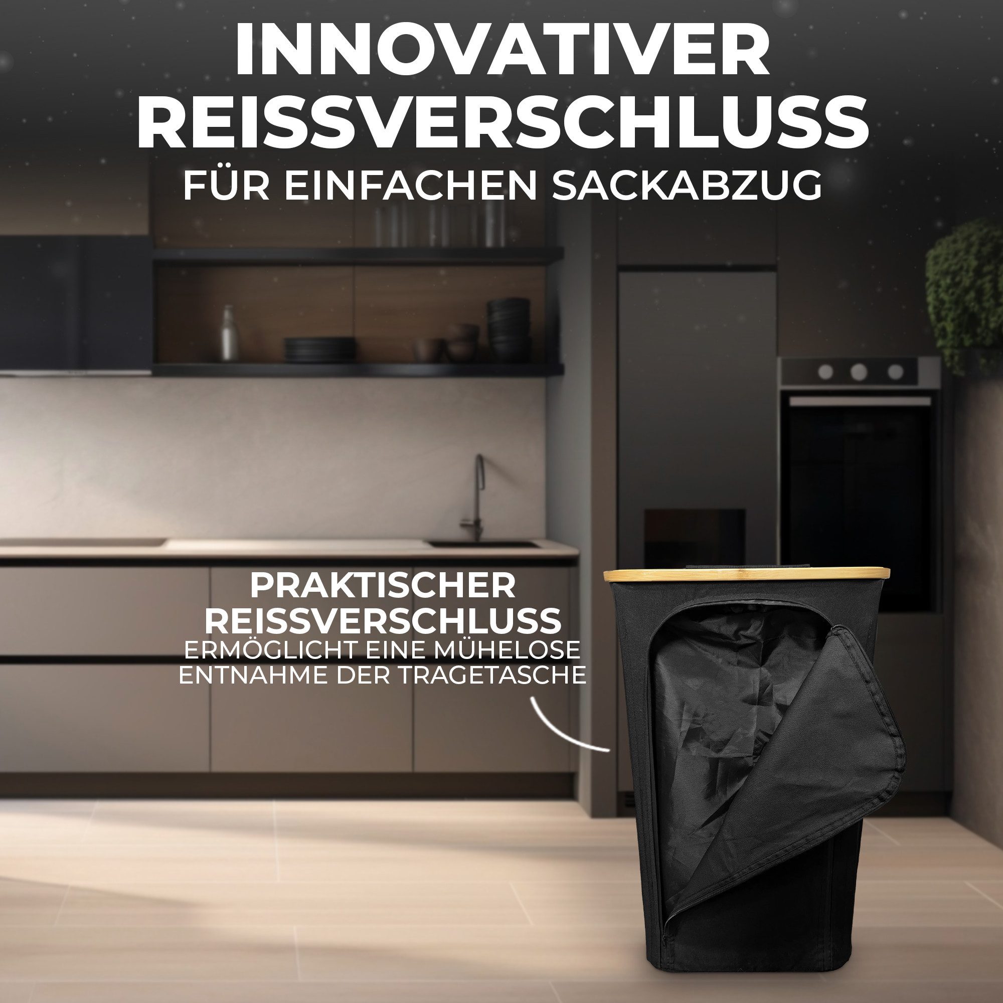 Avelya Müllsackständer Pfandflaschen Sammelbehälter 110L mit Reißverschluss, Recycling, integriertes innovatives Reißverschlusssystem