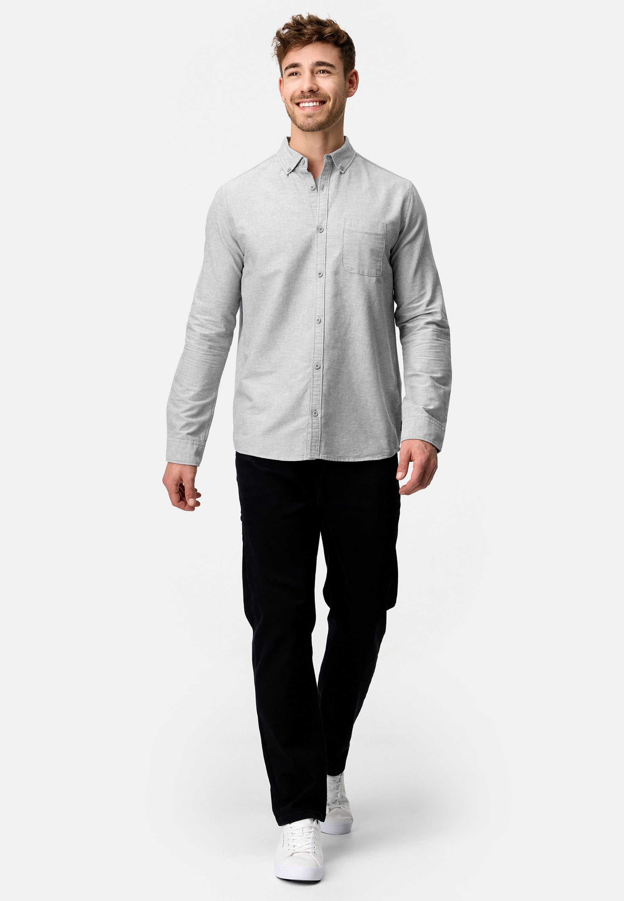 Indicode Langarmhemd Herren Kepner Herrenhemd Langarm mit Button-Down-Kragen und Brusttasche