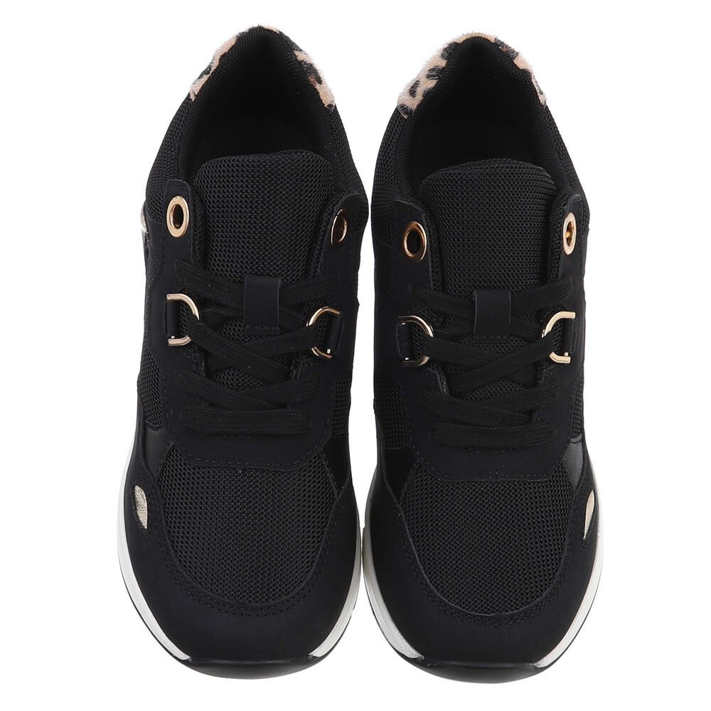 Ital-Design Damen Low-Top Freizeit Sneaker (88577416) Keilabsatz/Wedge Sneakers Low in Schwarz