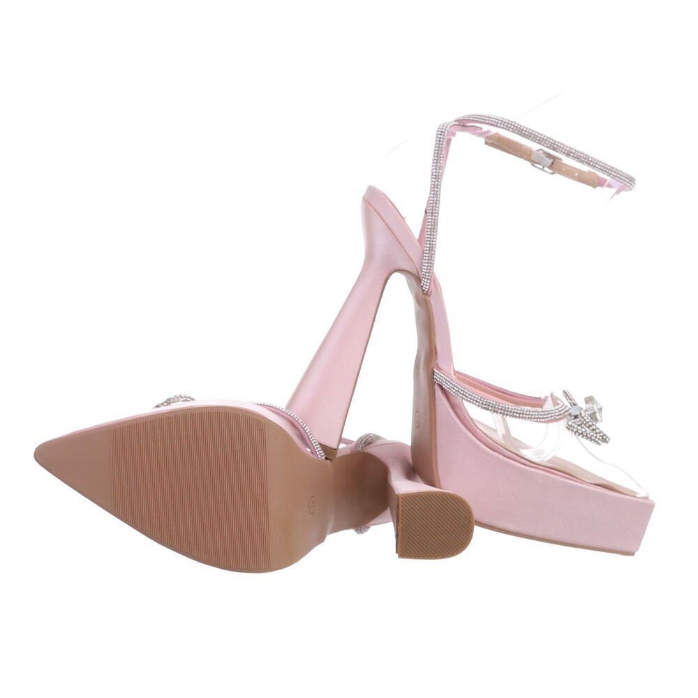 Ital-Design Damen Abendschuhe Party & Clubwear Plateaupumps Blockabsatz High Heel Pumps in Rosa