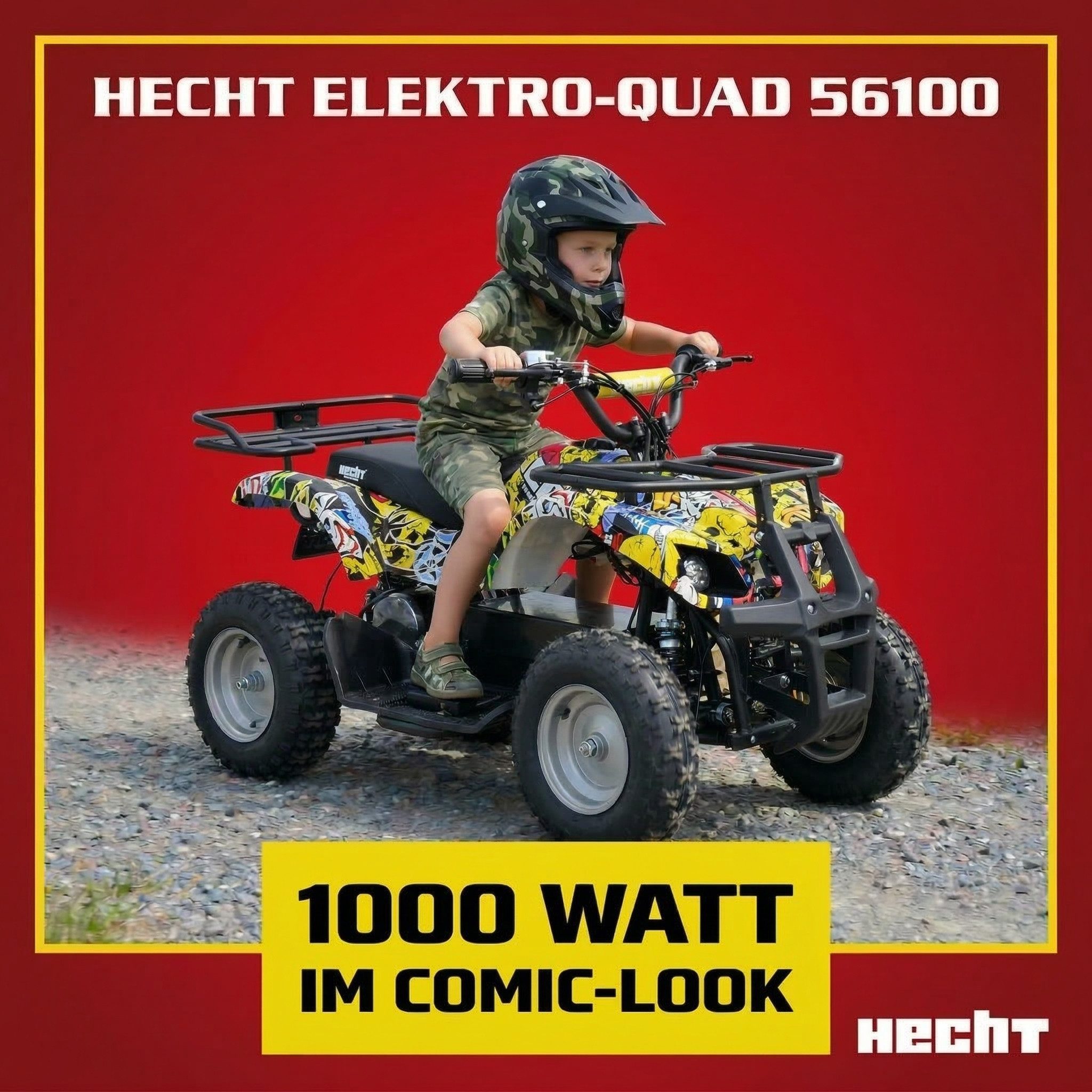 Hecht Elektro-Kinderquad 1000W bis 25 km/h 36V/12Ah Akku, Belastbarkeit 65 kg, Scheibenbremsen, Einstellbare Federung