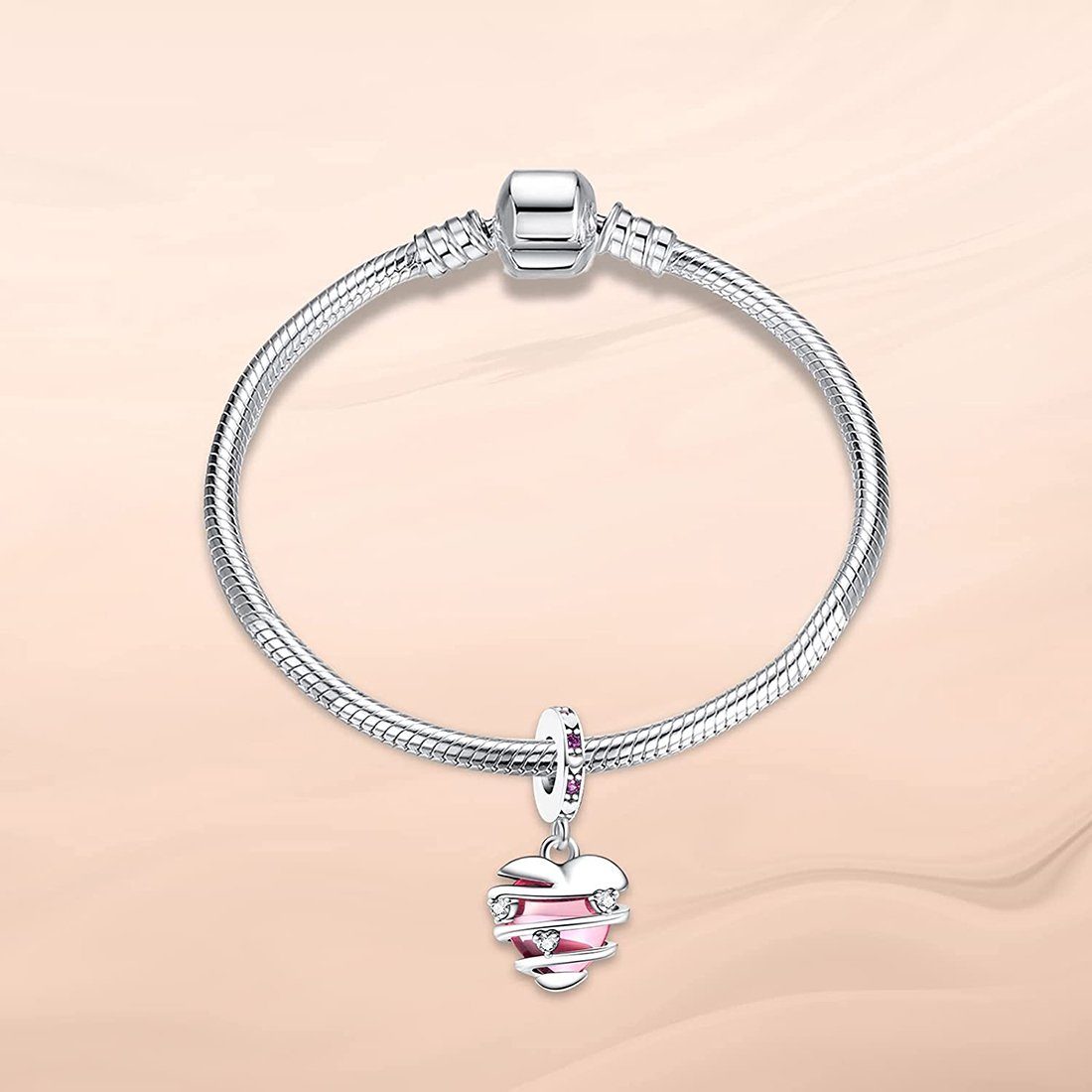 Geschenke Armbänder für Anhänger Festliche Armbänder Bead, für Herzanhänger Halskette, Silber S925 Damen Sterling Haiaveng
