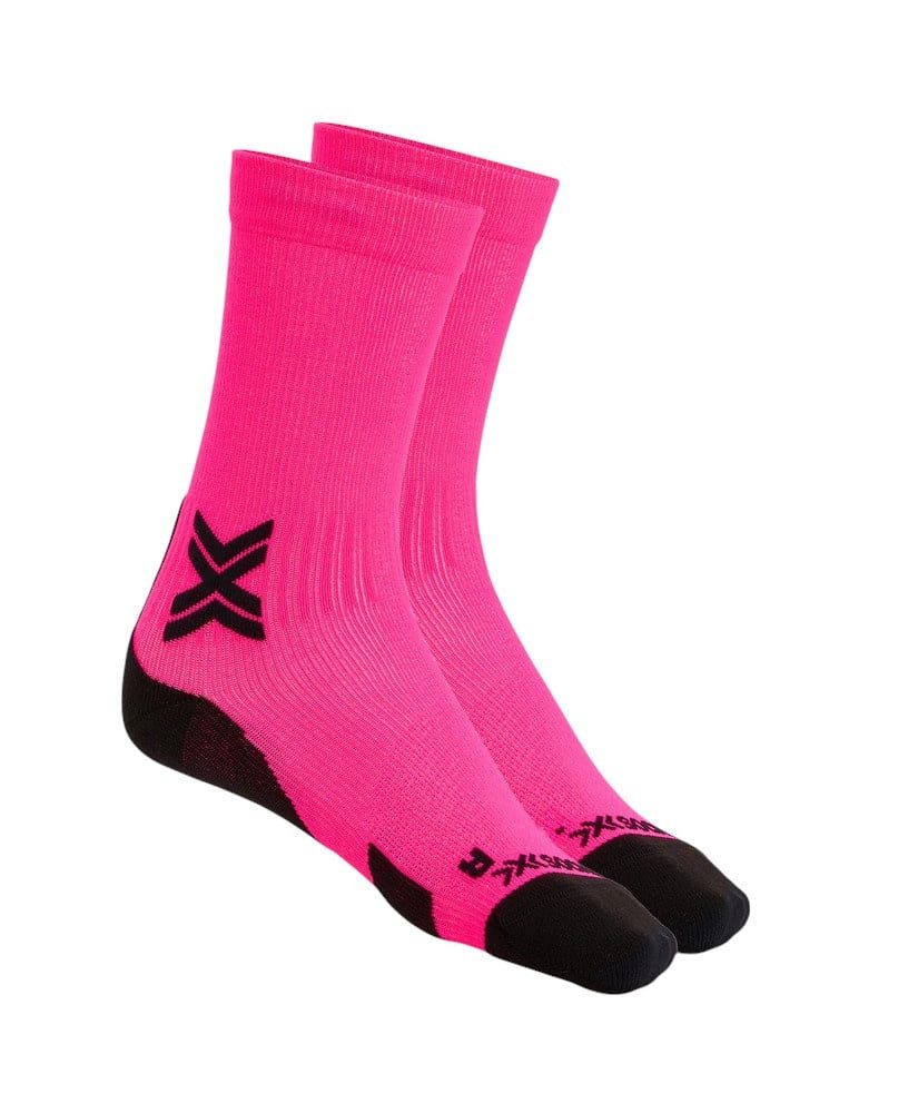 Laufsocken Run Discover Crew fluo pink/schwarz Herren - 1 Paar