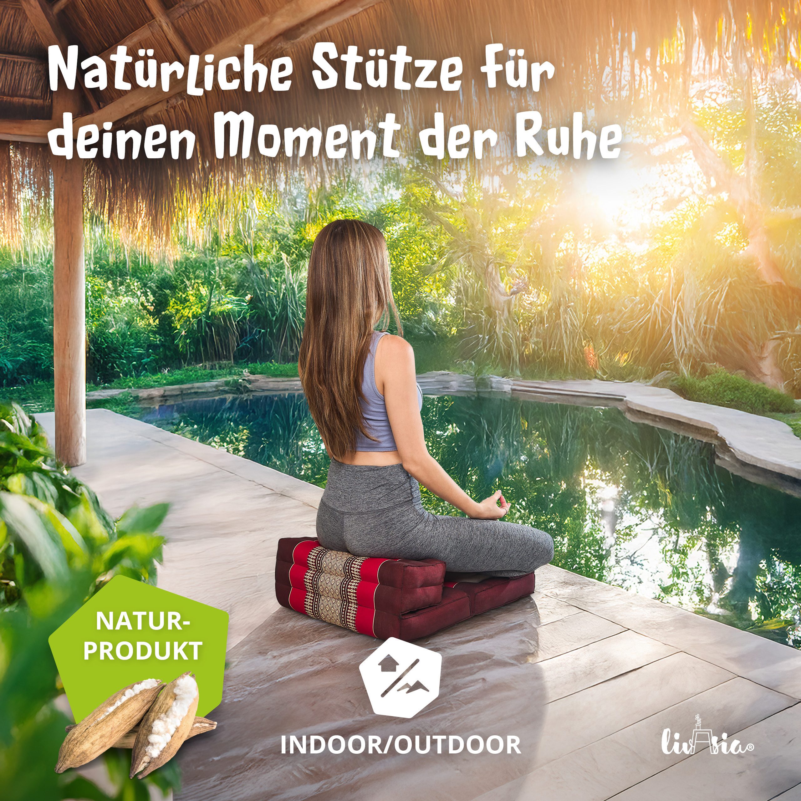 livasia Stützkissen Stützkissen faltbar, vegan und handgefertigt, 72x50x12cm, Kapok