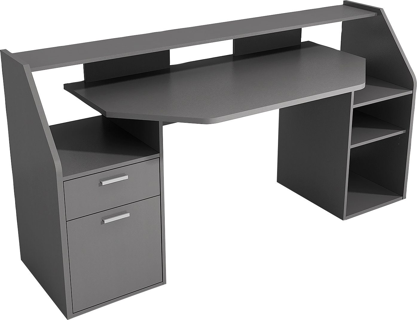 FMD Gamingtisch Zocker 1, moderner Regalschreibtisch, Breite 180 cm, viel Stauraum, Made in Germany