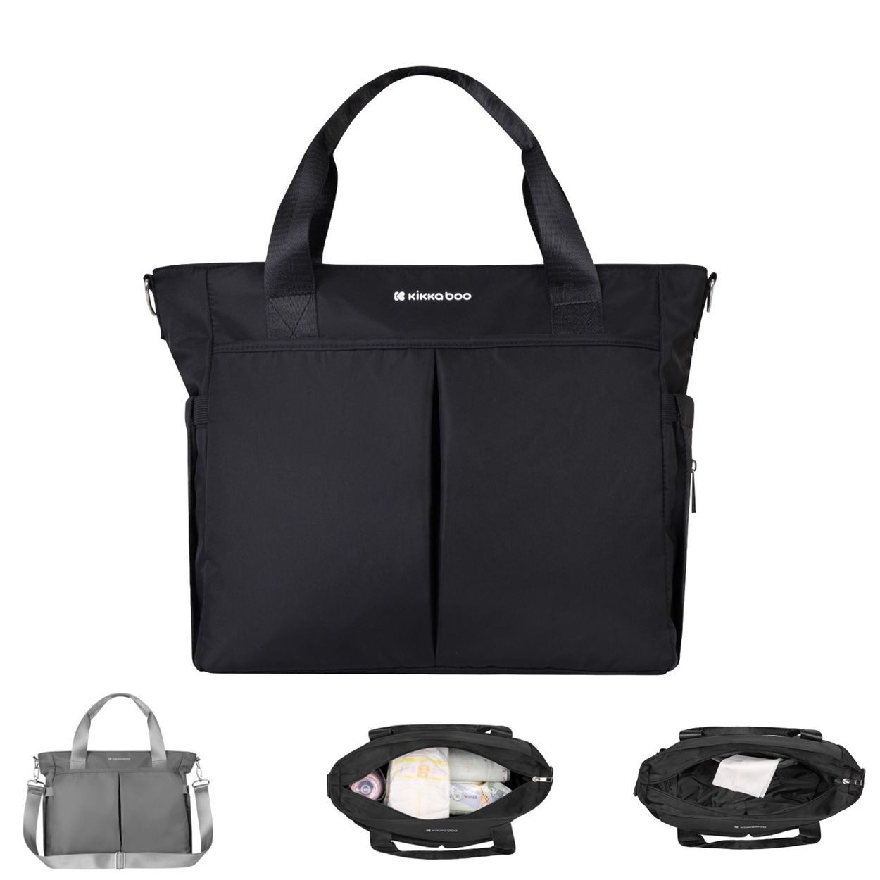 Kikkaboo Wickeltasche Brielle (1-tlg), wasserfest, Kinderwagenclips, Wickelunterlage, Reißverschluss