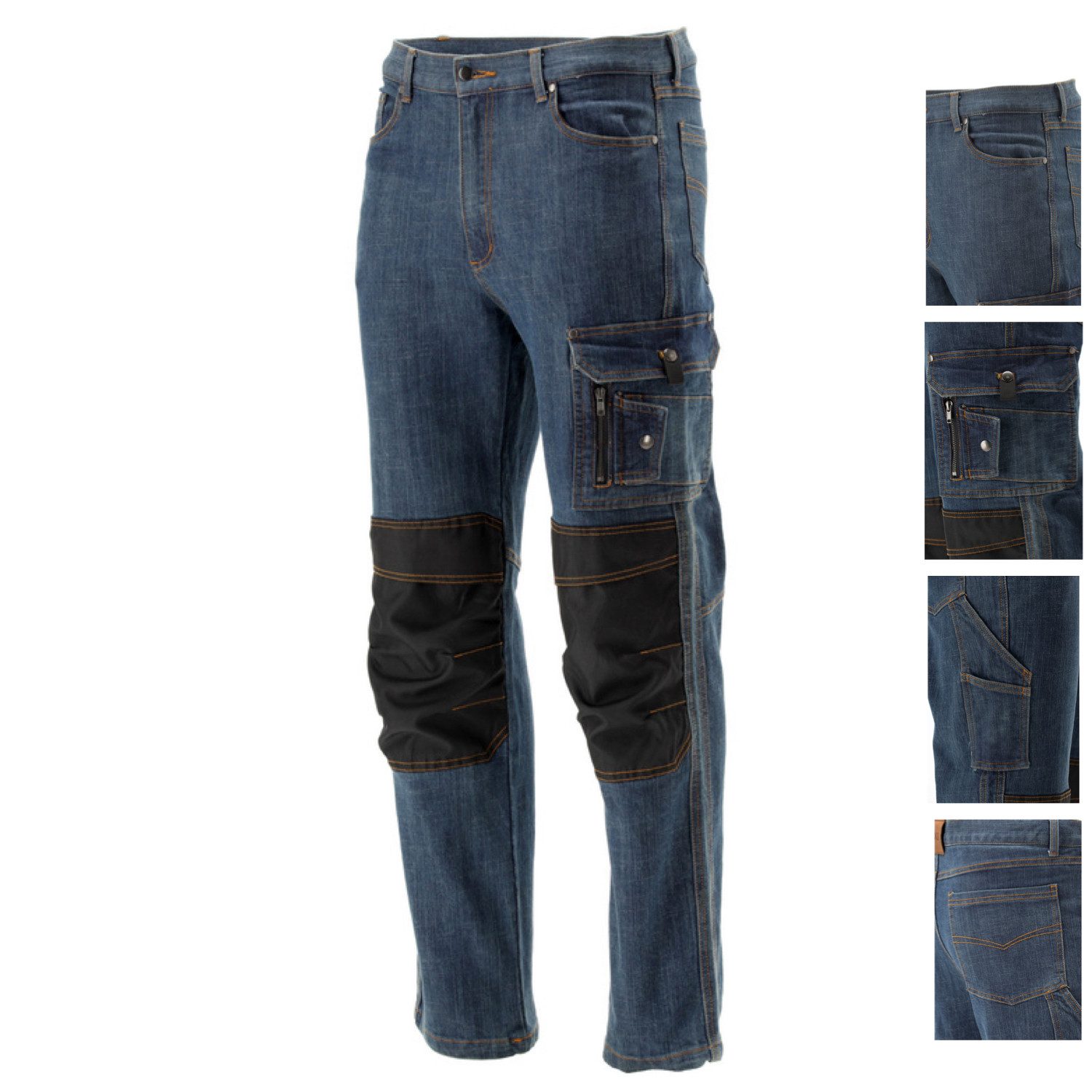 TRIZERATOP Arbeitshose Pantaloni da lavoro, jeans elasticizzati, blu navy/nero, taglia XL