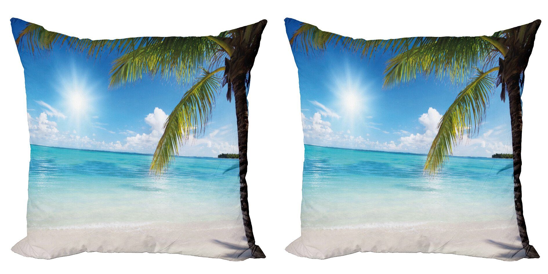 Modern Accent Tropical (2 Palms Doppelseitiger Stück), Kissenbezüge Digitaldruck, Seashore Abakuhaus Strand