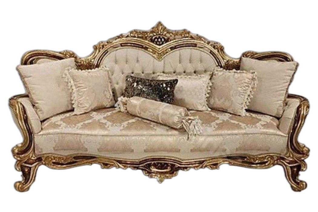 Xlmoebel Sofa Chesterfield Barock Dreisitzer Sofa Couch Möbel Stoff Beige, Hergestellt in Europa