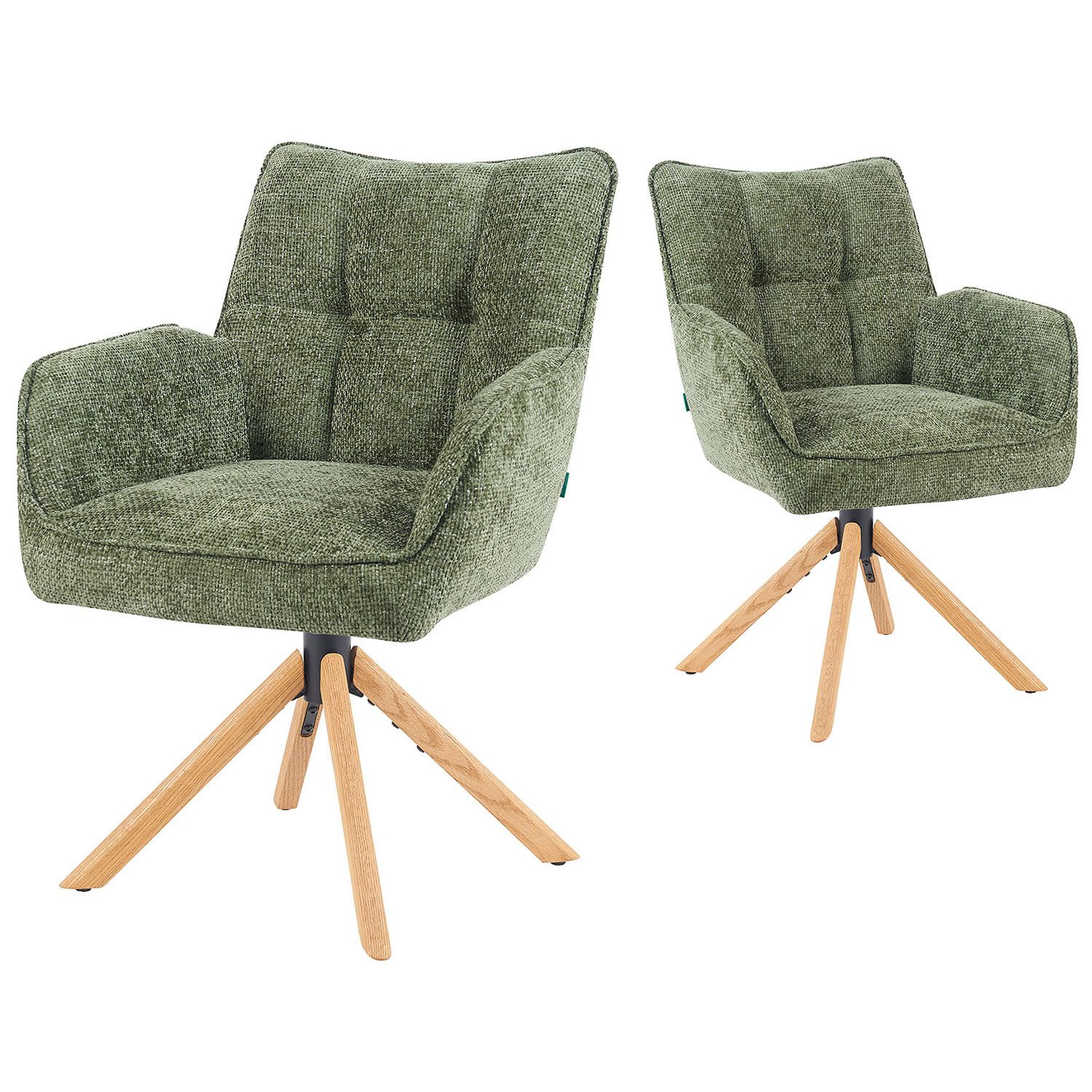 DUBI Möbel Polsterstuhl Mika-Ida 2er-Set, Federkern, Eiche geölt, 360° dreh günstig online kaufen