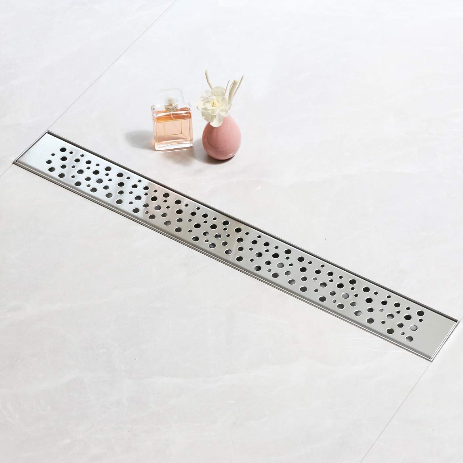 SaniteModar Duschrinne Extra flacher Edelstahl-Bodenablauf Komplettset mit Siphon & Haarsieb, 1-St., Schnelle Wasserableitung bis 40 l/min, 70 cm