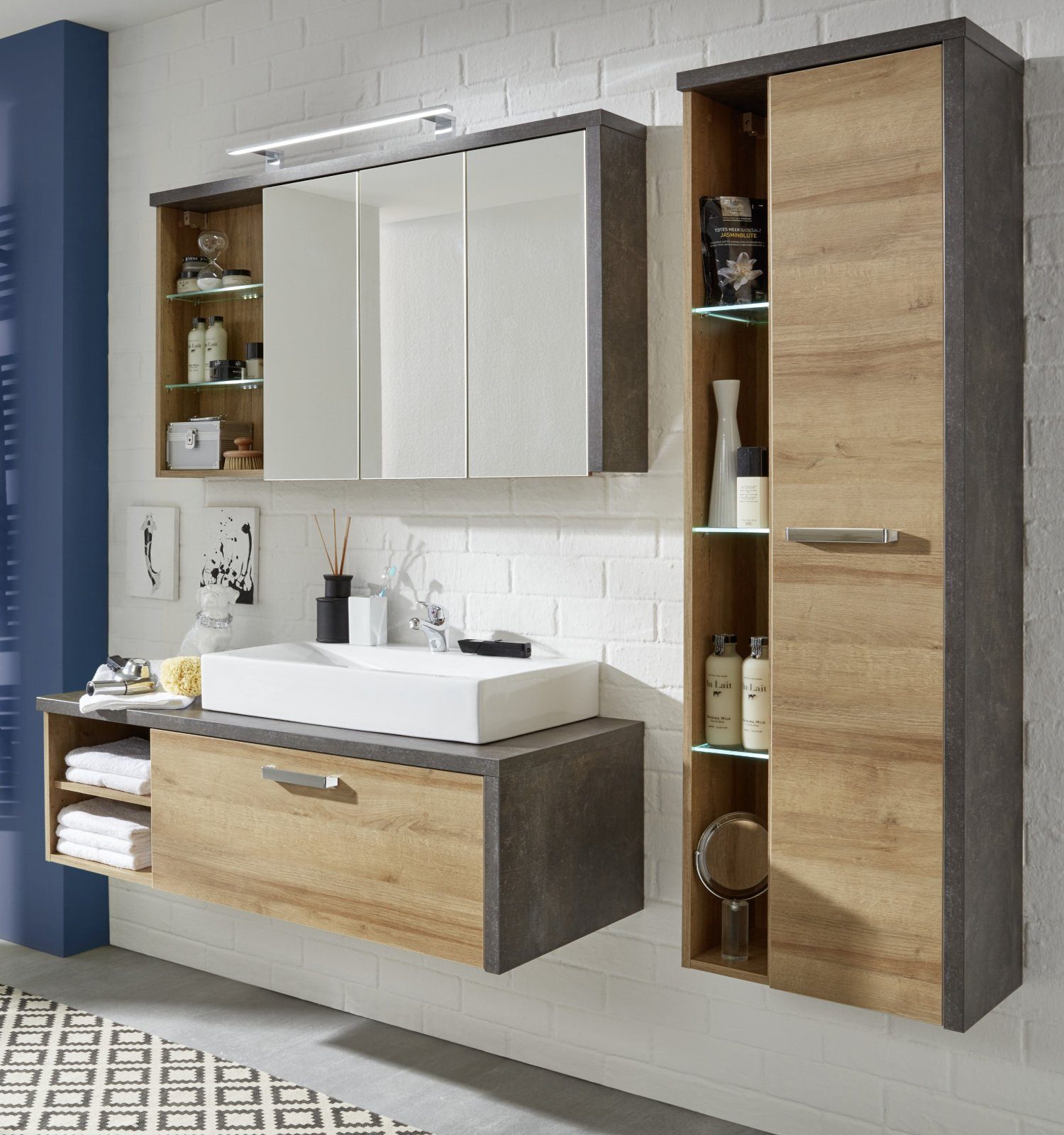 trendteam Badmöbel-Set Bay, (Komplett-Set, 3-teilig mit günstig online kaufen