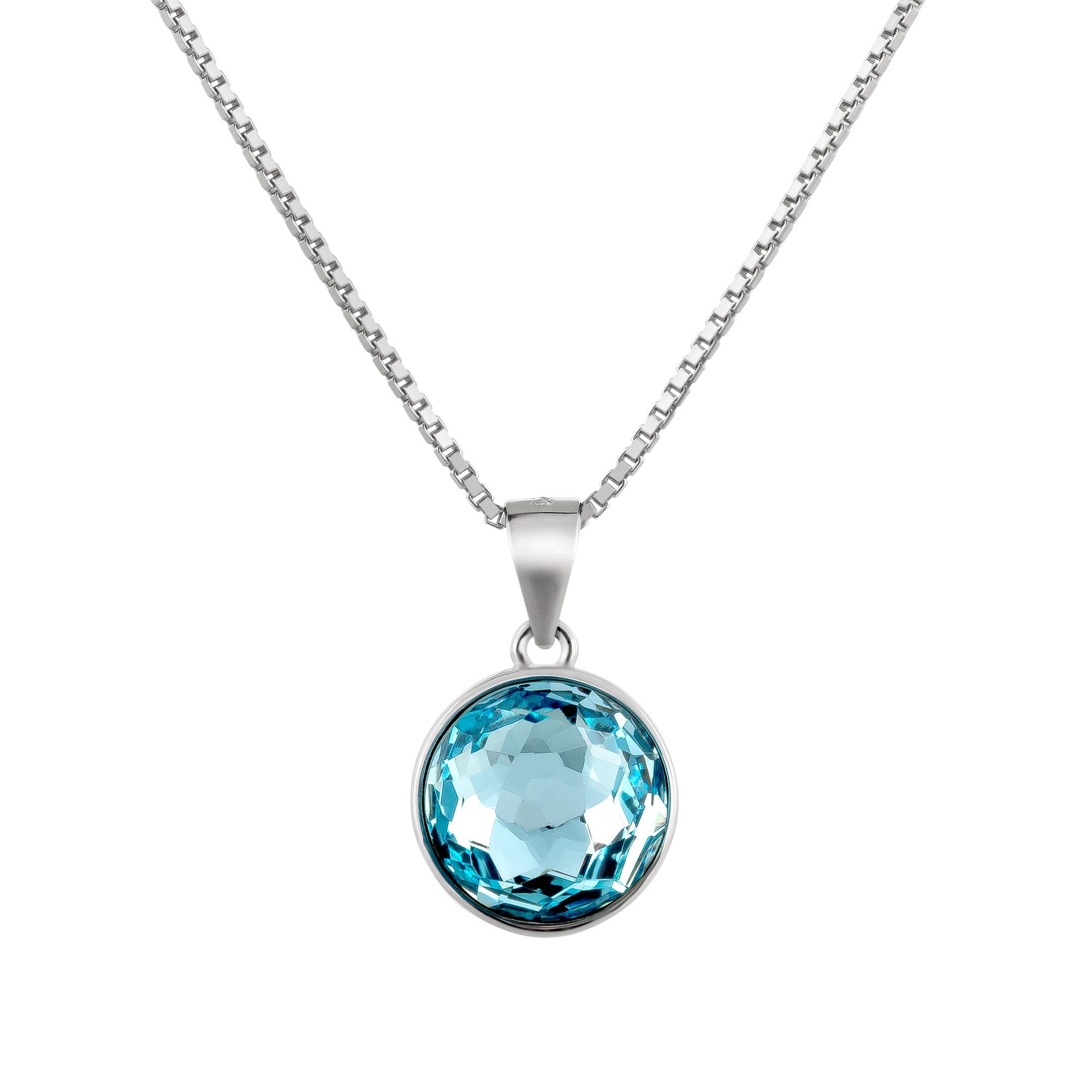 Schöner-SD Kette mit Anhänger runder Kristallanhänger 925 Silber Halskette günstig online kaufen