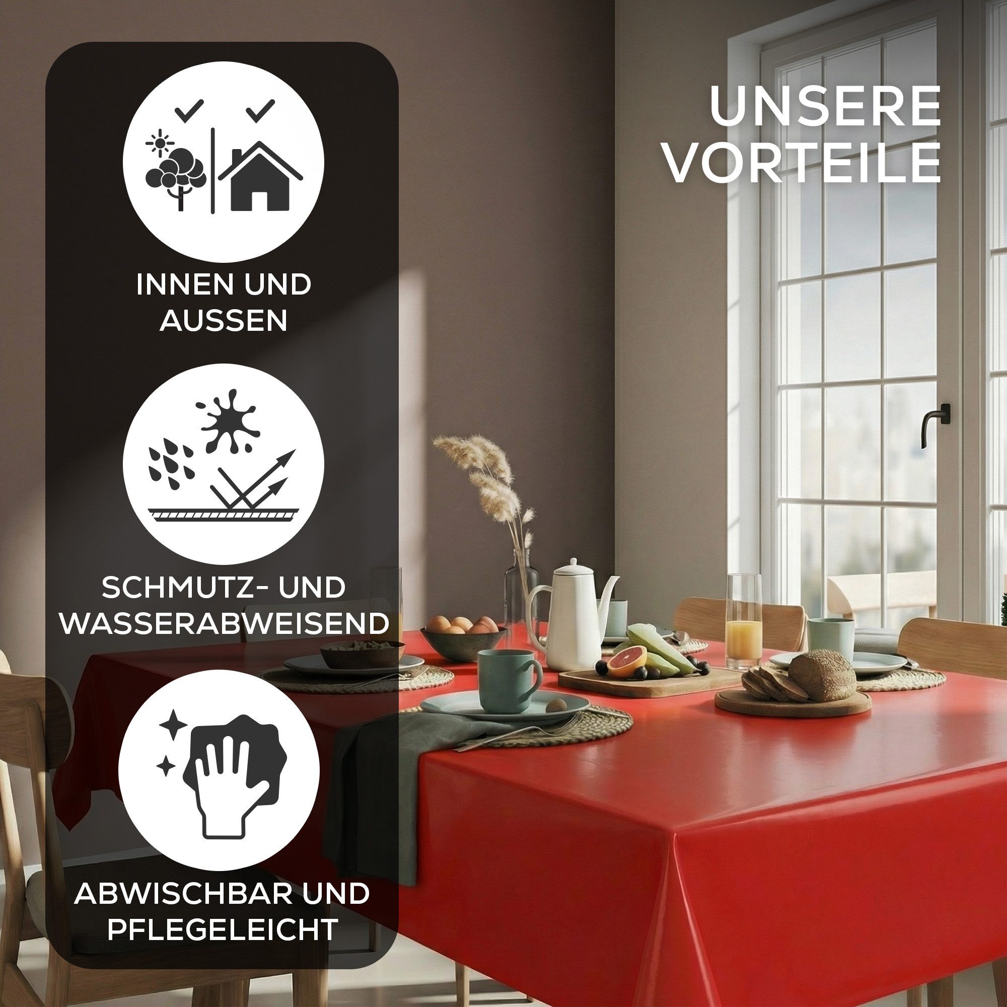Beautex Tischdecke Wachstuchtischdecke einfarbig abwischbar fleckenabweisend aus uni (1-tlg), Wasserundurchlässig, Strapazierfähig, Zuschneidbar, Pflegeleicht – Bild 2 von 5