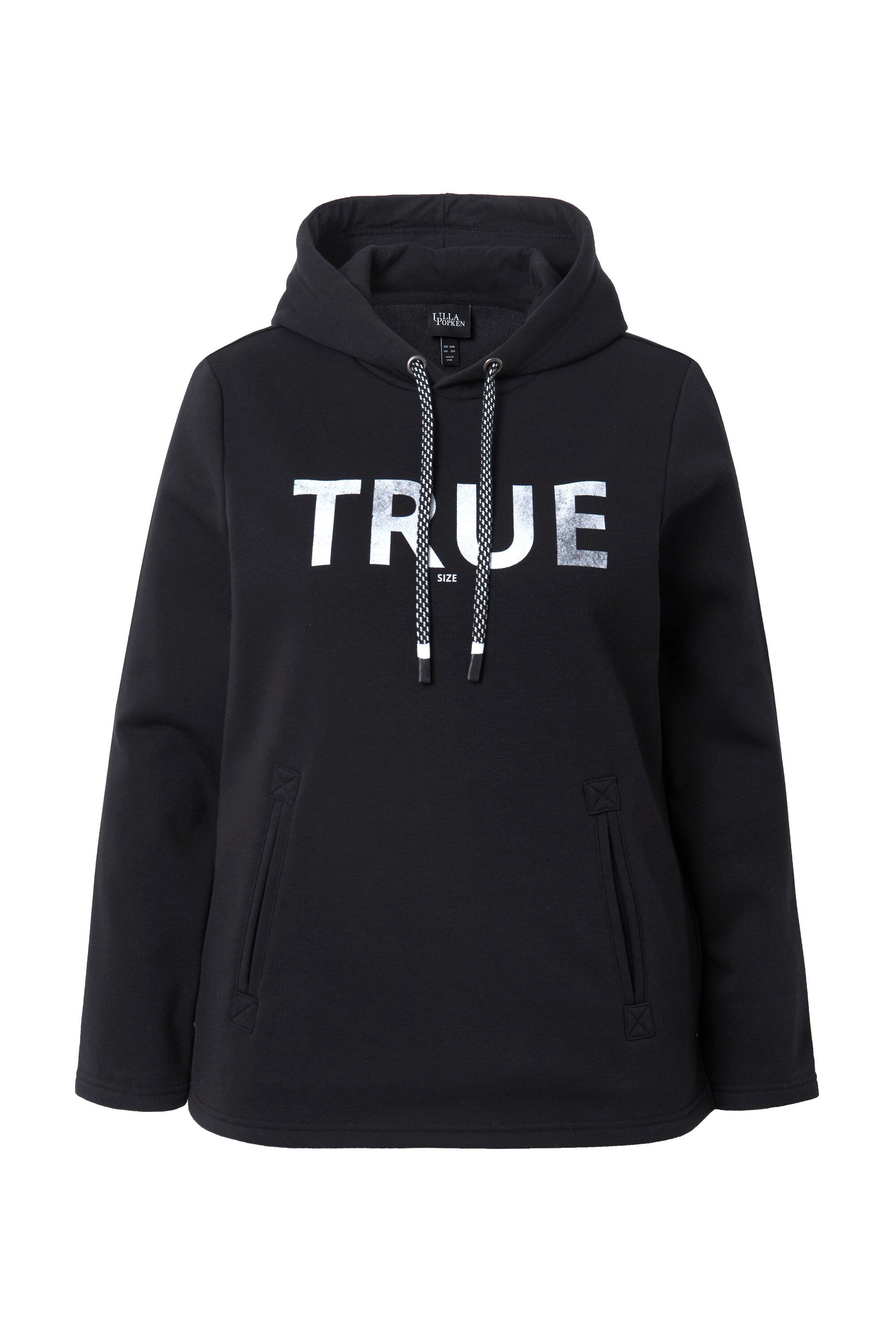 Ulla Popken Sweatshirt Hoodie True Kapuze Kordel Taschen Langarm günstig online kaufen