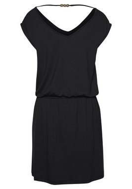 LASCANA Jerseykleid mit Zierband am Rücken, kurzes Sommerkleid, Strandkleid, Basic