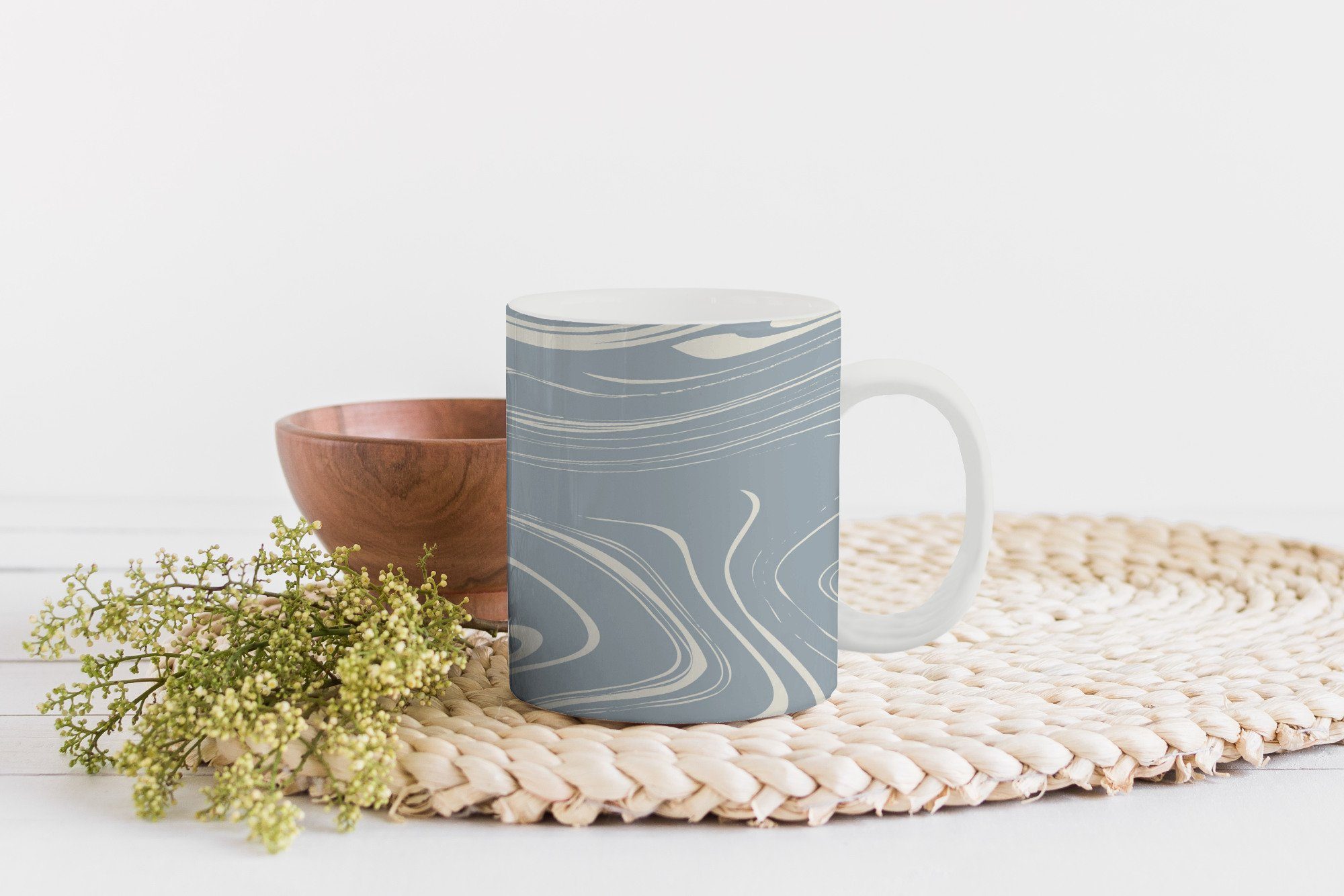 Tasse Keramik, - - Teetasse, MuchoWow Marmor Blau Teetasse, Muster, Kaffeetassen, Geschenk Becher,