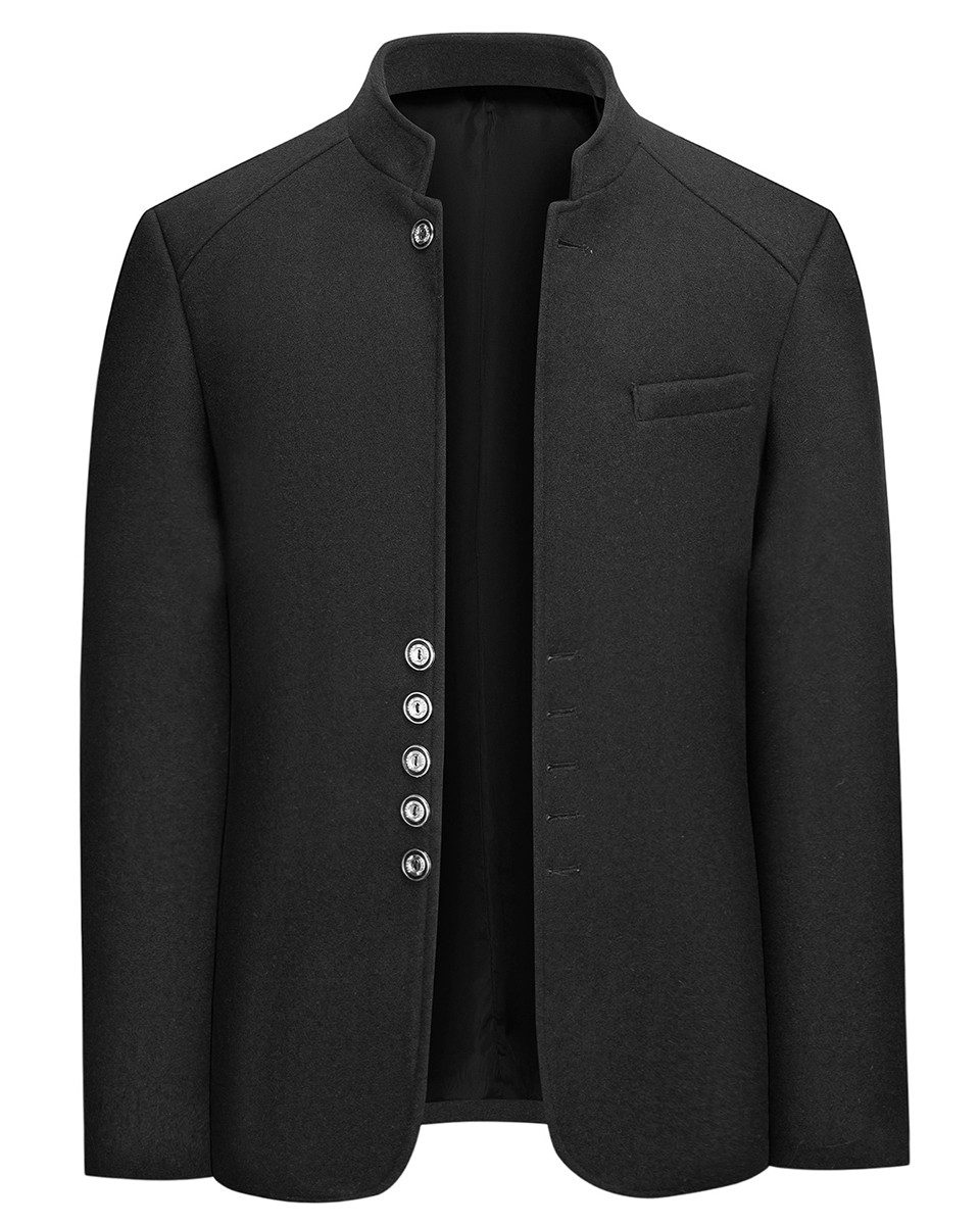 Allthemen Kurzmantel Slim Fit Kurzmantel mit Stehkragen warmer Wintermantel