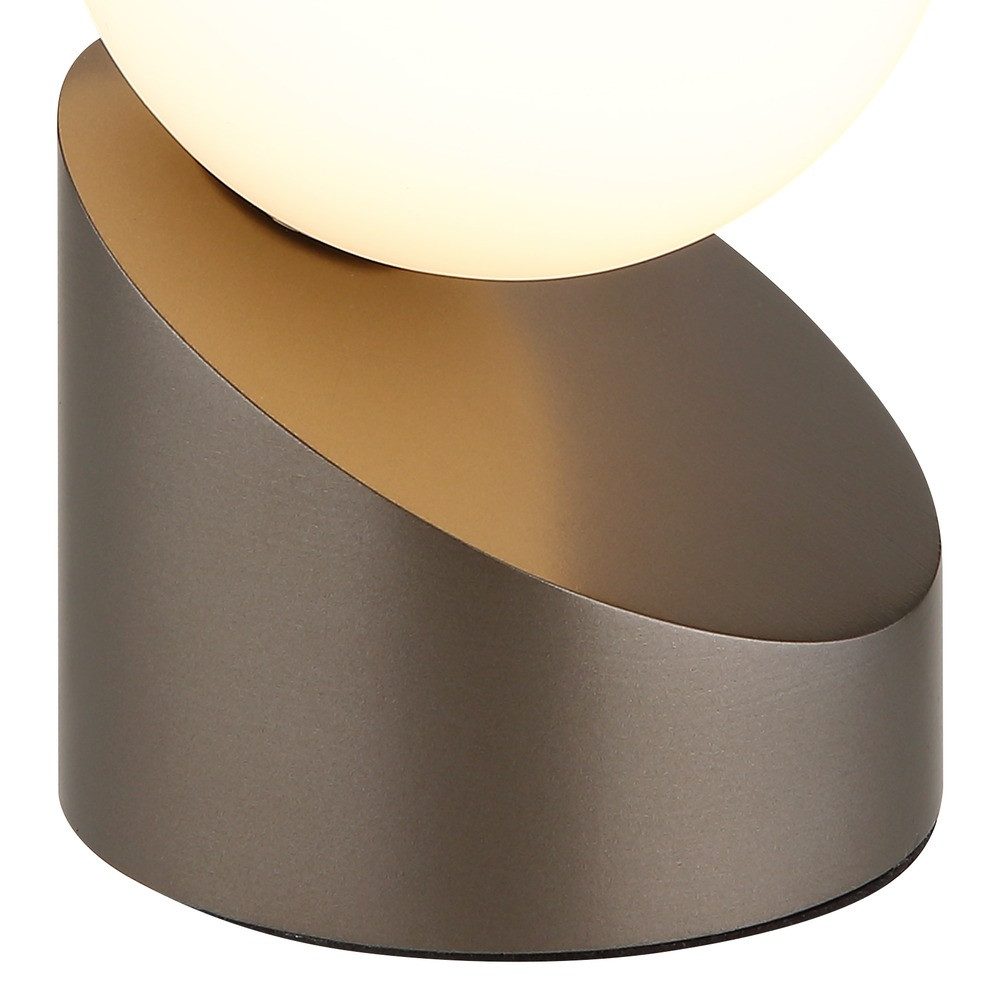 NOWA Schreibtischlampe, Leuchtmittel inklusive, Warmweiß, LED Tischleuchte Metall Glas kaffeefarben matt opal Touch Ein-Aus