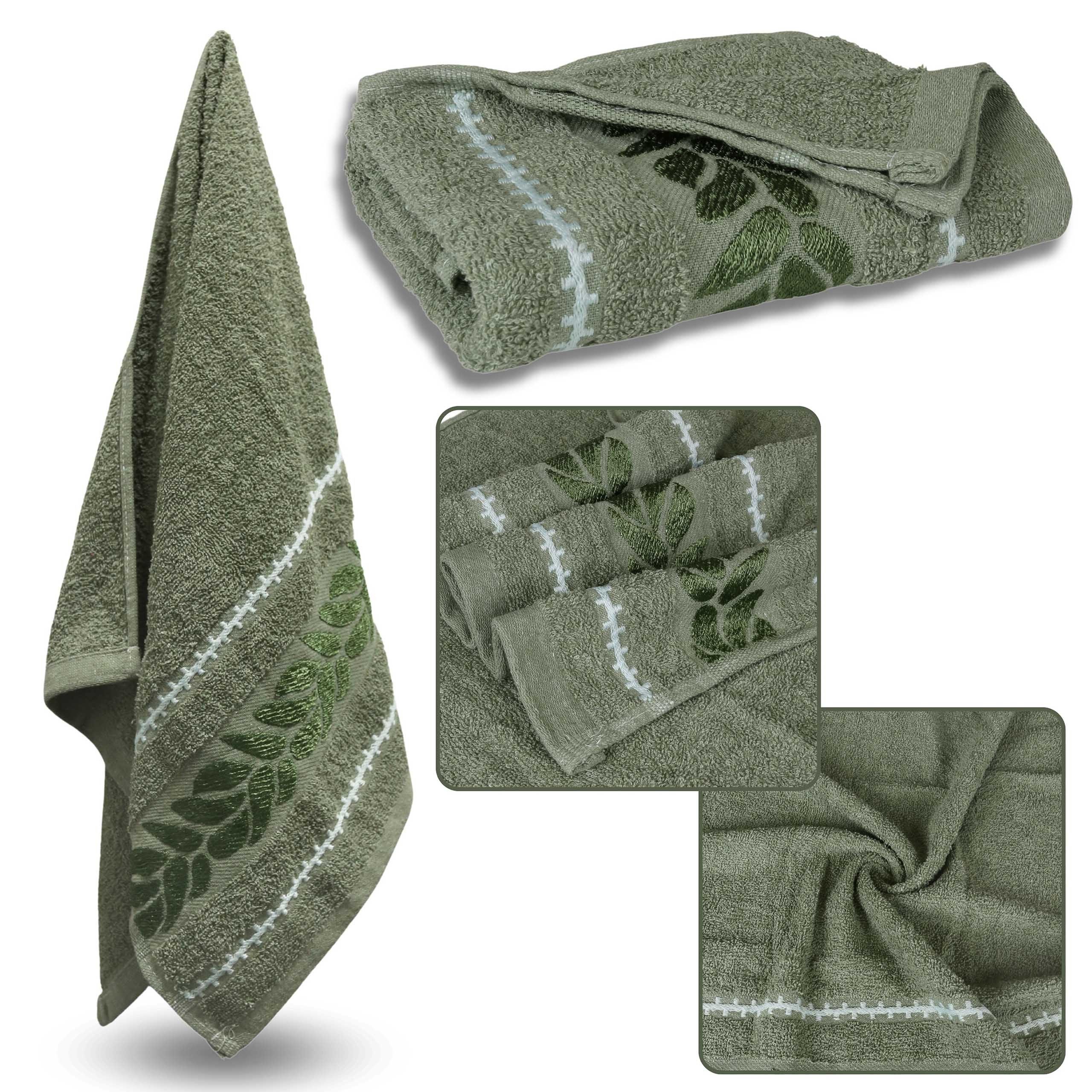 Sarcia.eu Handtücher Grünes Baumwollhandtuch mit dekorativer Stickerei, 48x100 cm x1