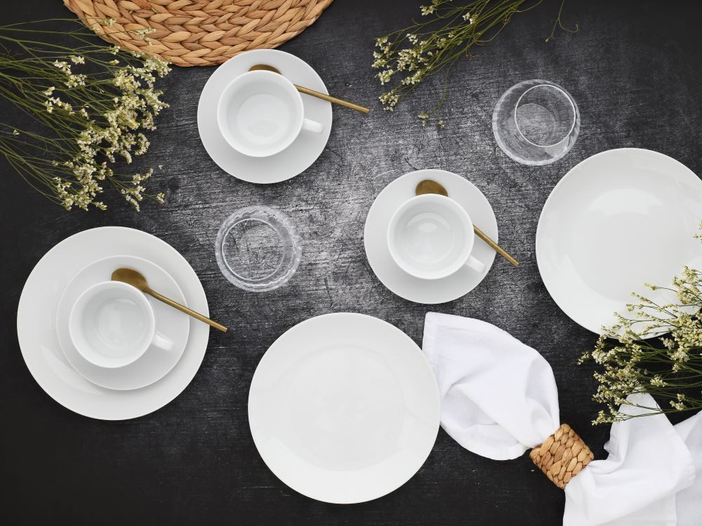 Tafelservice Creatable Geschirr Kaffeeservice Luna 18-teilig Weiß Porzellan