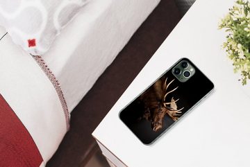 MuchoWow Handyhülle Elch - Geweih - Porträt, Handyhülle Apple iPhone 11 Pro Max, Smartphone-Bumper, Print, Handy