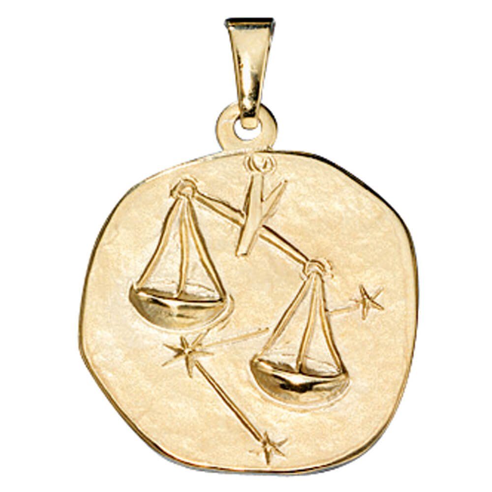 Halsschmuck Gold 333 Sternzeichen Krone Gelbgold Anhänger Unisex, 333 - Kettenanhänger Schmuck Gold Waage aus