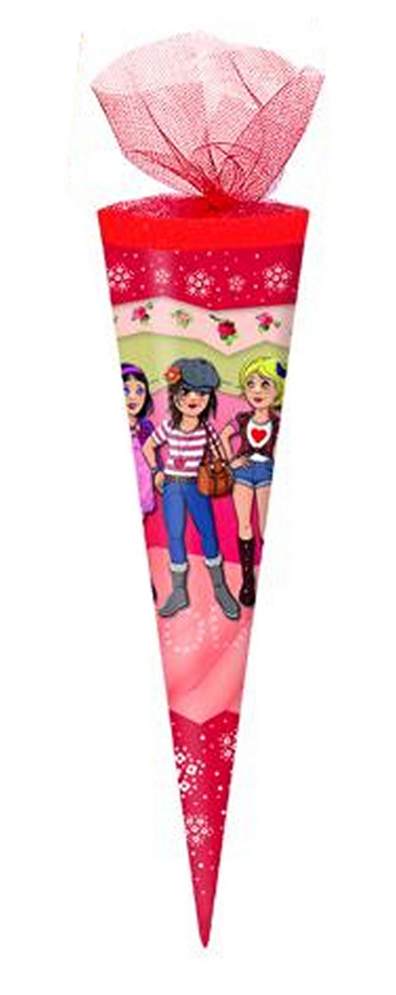 Schultüte Schultüte / Zuckertüte / Länge: 35cm / rund / Tüllverschluss / "Topmod