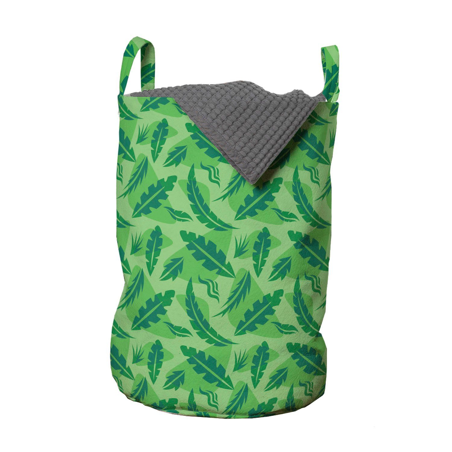 Abakuhaus Wäschesäckchen Wäschekorb mit Griffen Kordelzugverschluss für Waschsalons, Tropisch Waldlaub Leafage