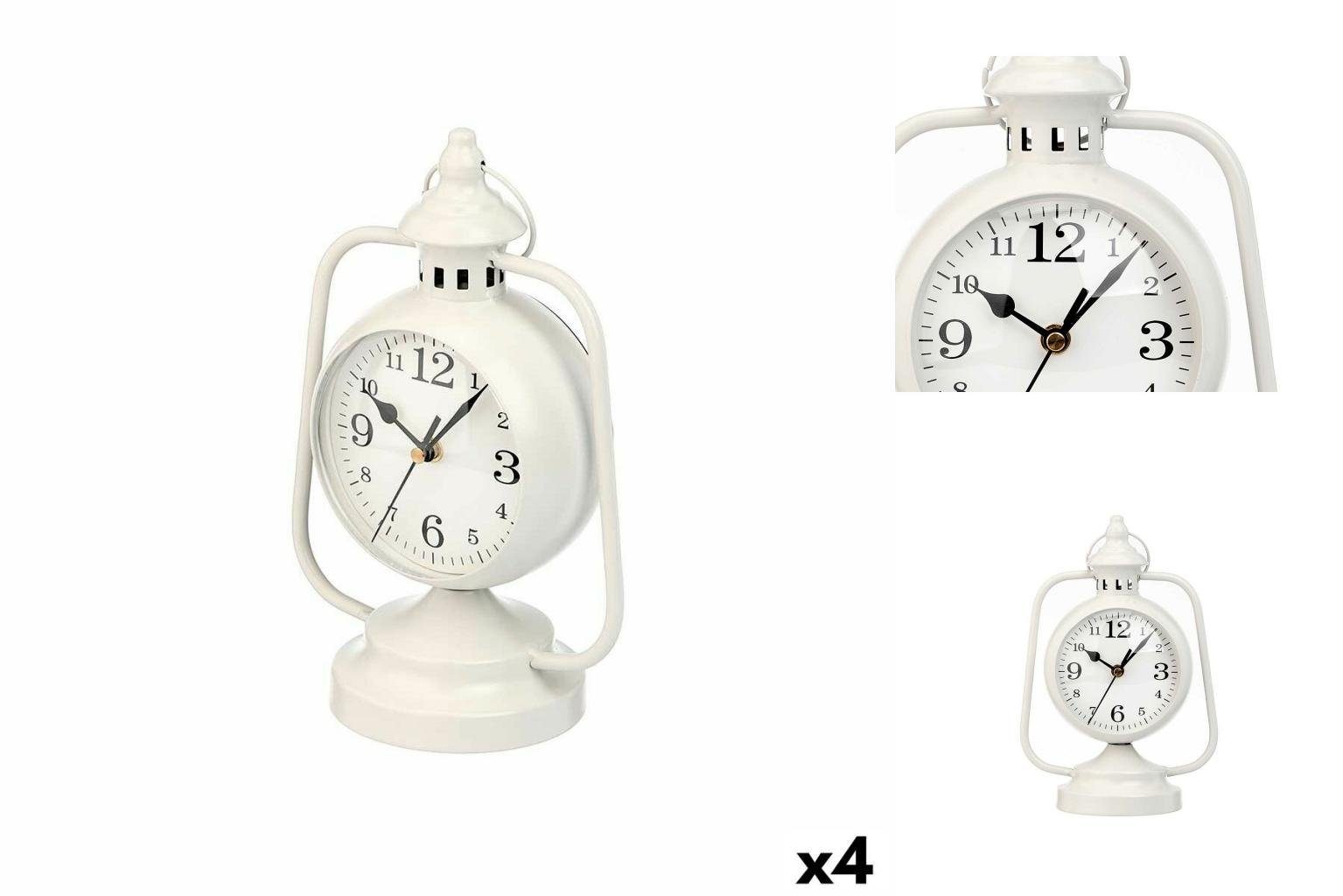Gift Decor Uhr Tischuhr Lampe Weiß Metall 17 x 25 x 11,3 cm 4 Stück Wohnzimmer