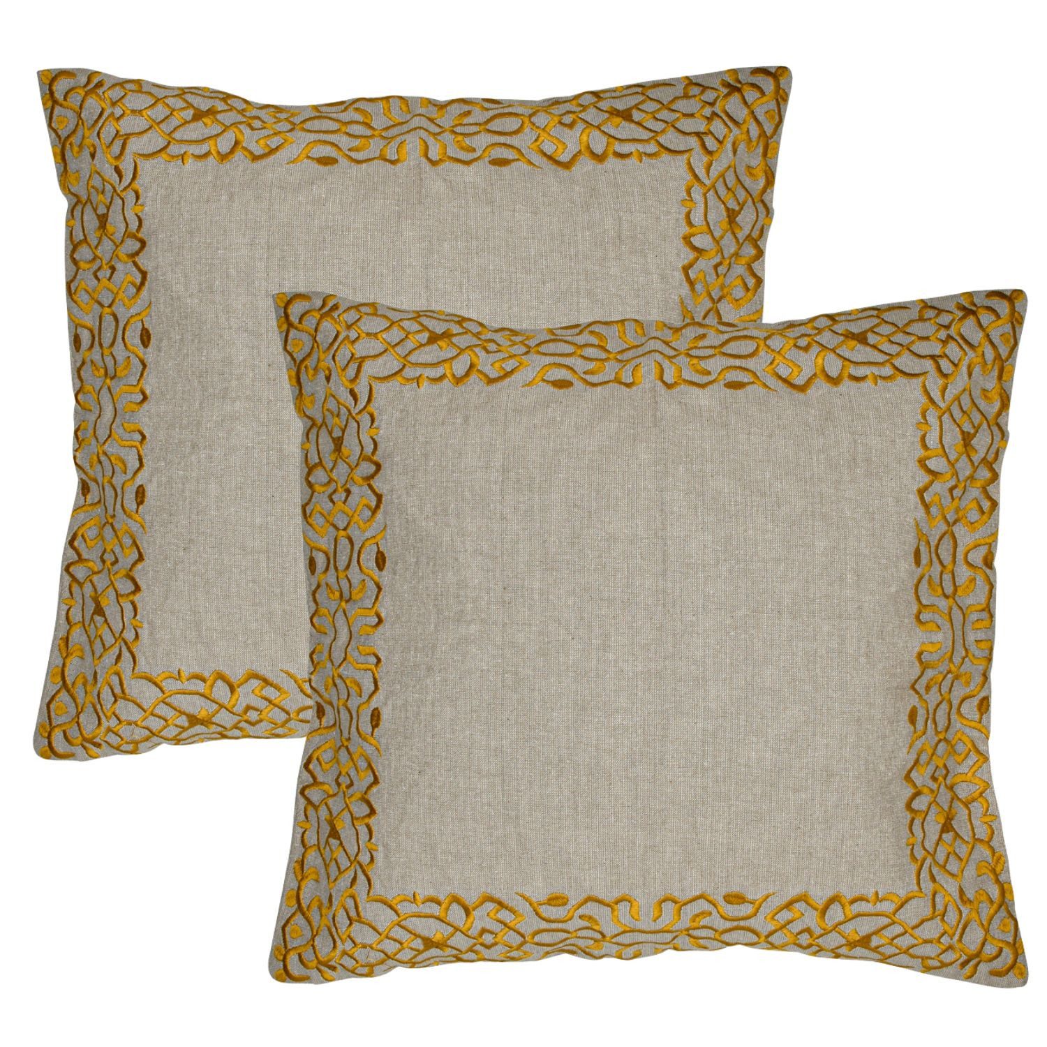 Marrakesch Orient & Mediterran Interior Zierkissen 2er Set Boho Kissenbezug Frisia edel aus Baumwolle in Gold 40 x 40 cm, (2 St)
