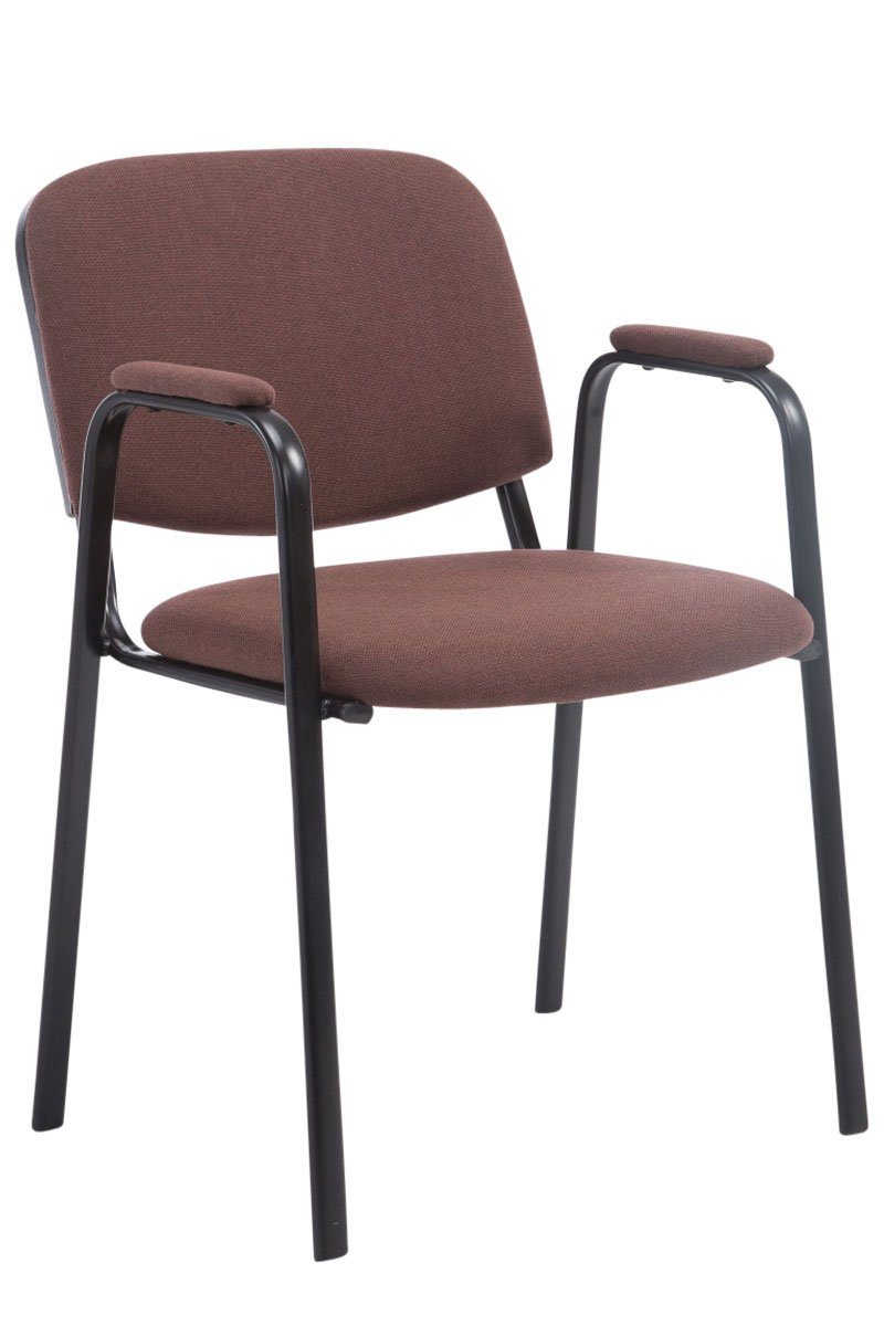 TPFLiving Besucherstuhl Keen mit hochwertiger Polsterung - Konferenzstuhl (Besprechungsstuhl - Warteraumstuhl - Messestuhl), Gestell: Metall schwarz - Sitzfläche: Stoff braun