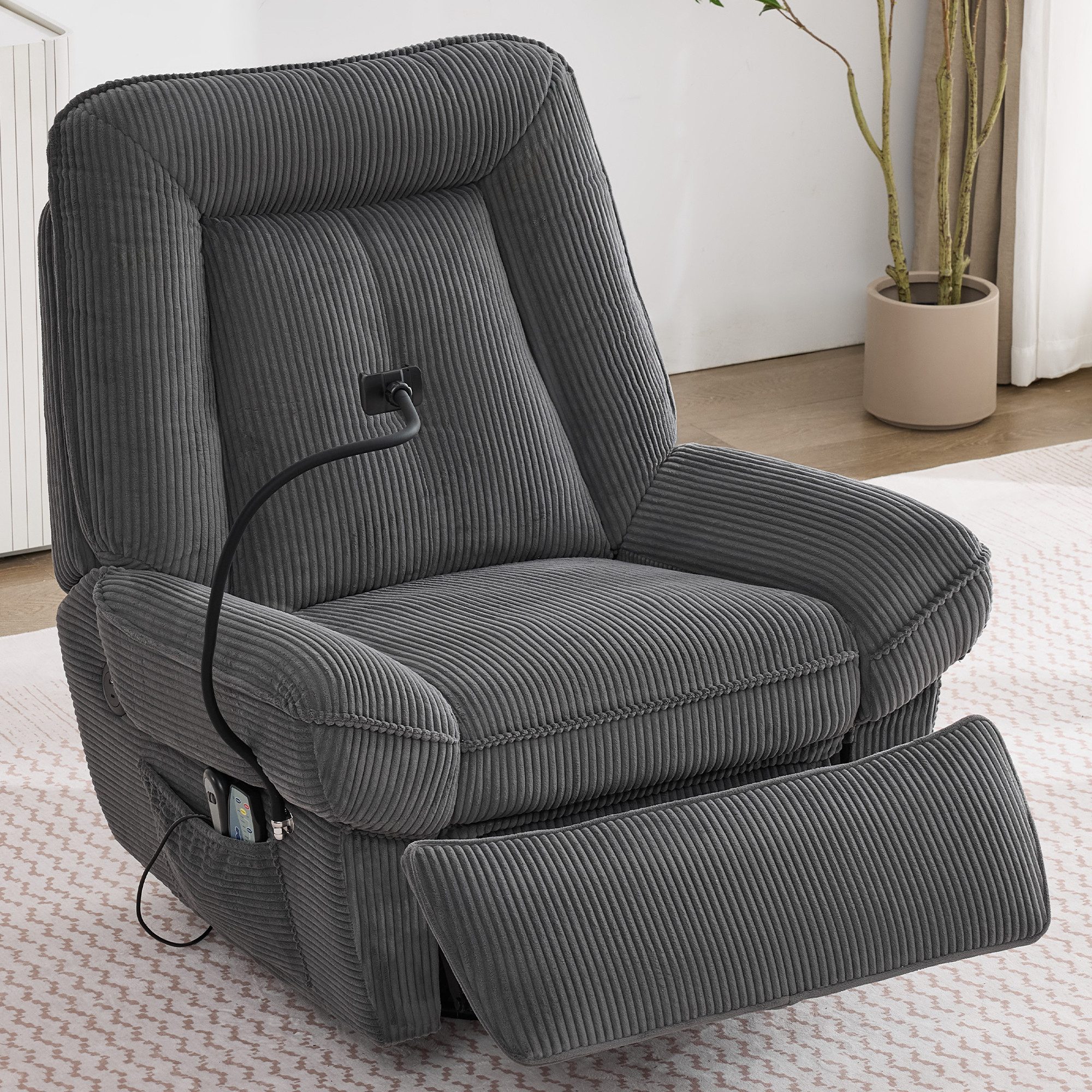 REDOM Relaxsessel Sessel 104x92x91 cm mit Massage- und Heizfunktion – drehbar (TV-Sessel, 360° drehbarer Sessel, 1-St., 104*92*91cm), 360° drehbarer Sessel,USB-Anschluss mit Handyhalterung